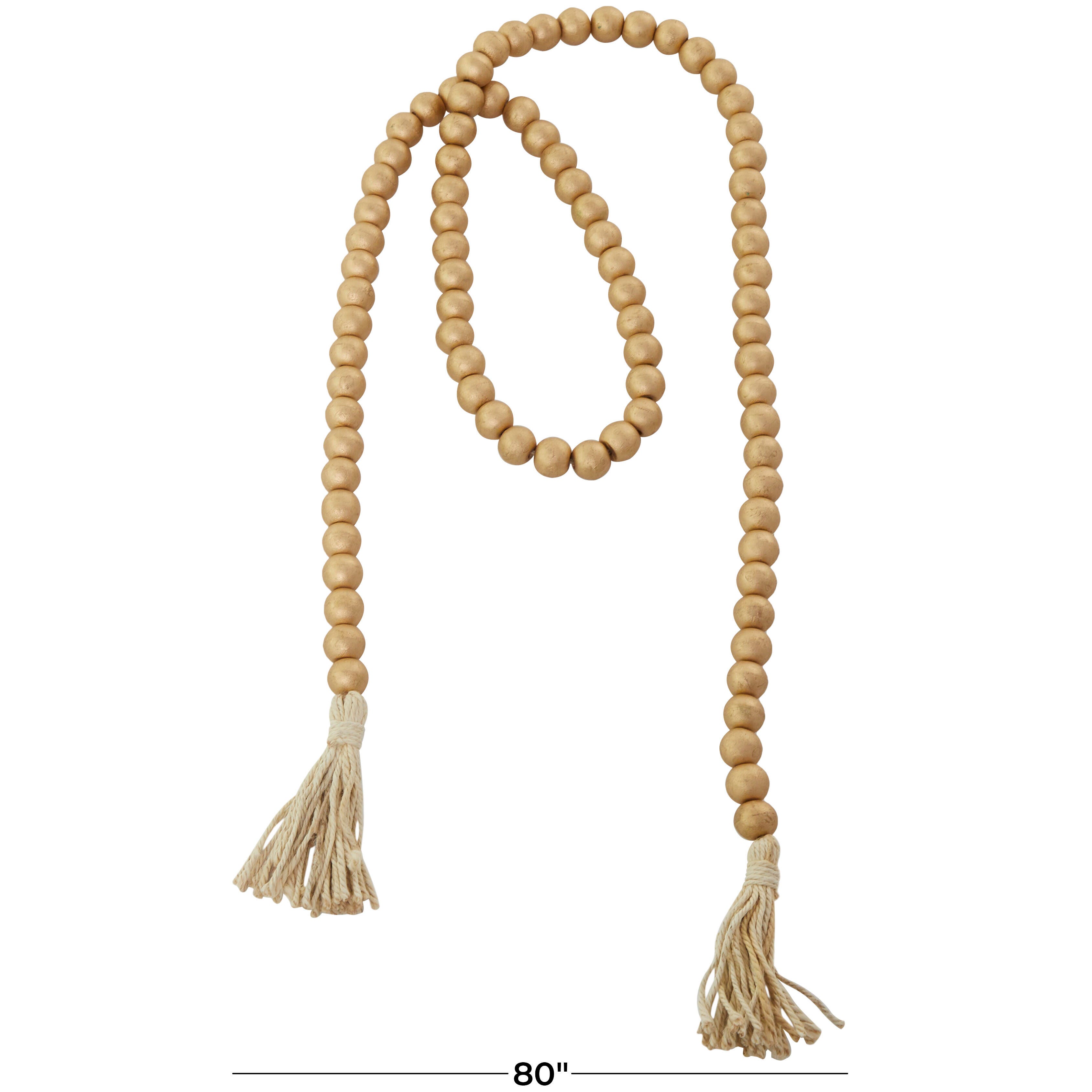 Bayberry Lane Carved Garland with Fringe Tassel, Gold, large