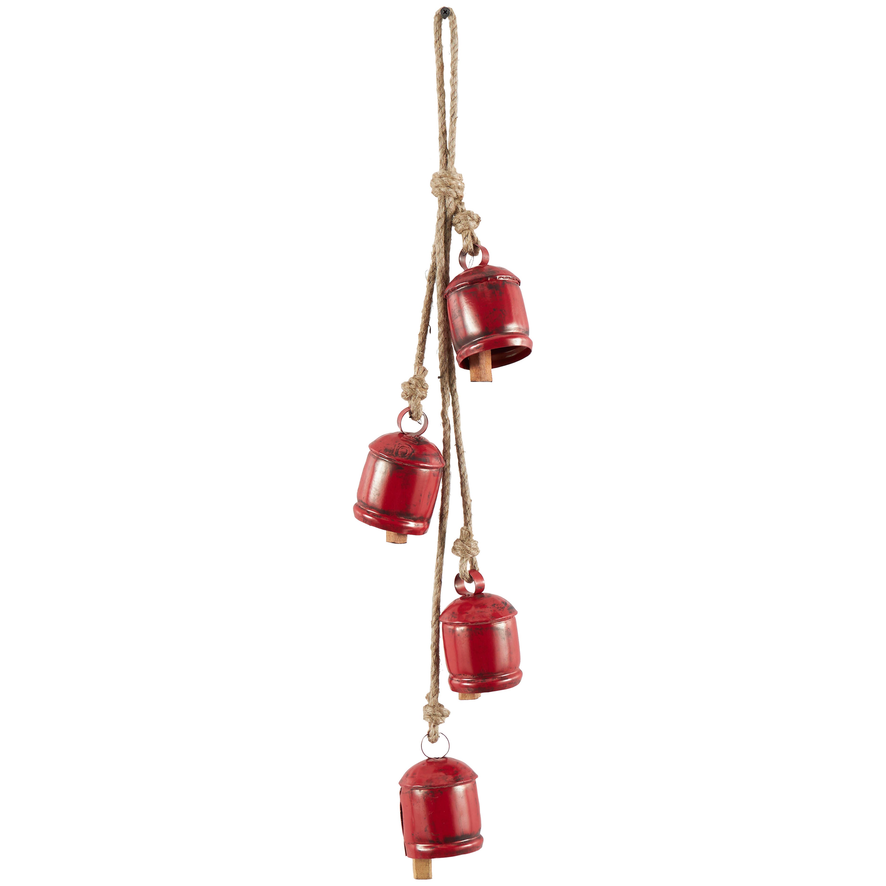 Bayberry Lane Tibetan Bells with 4 Bells on Rope, Red, large