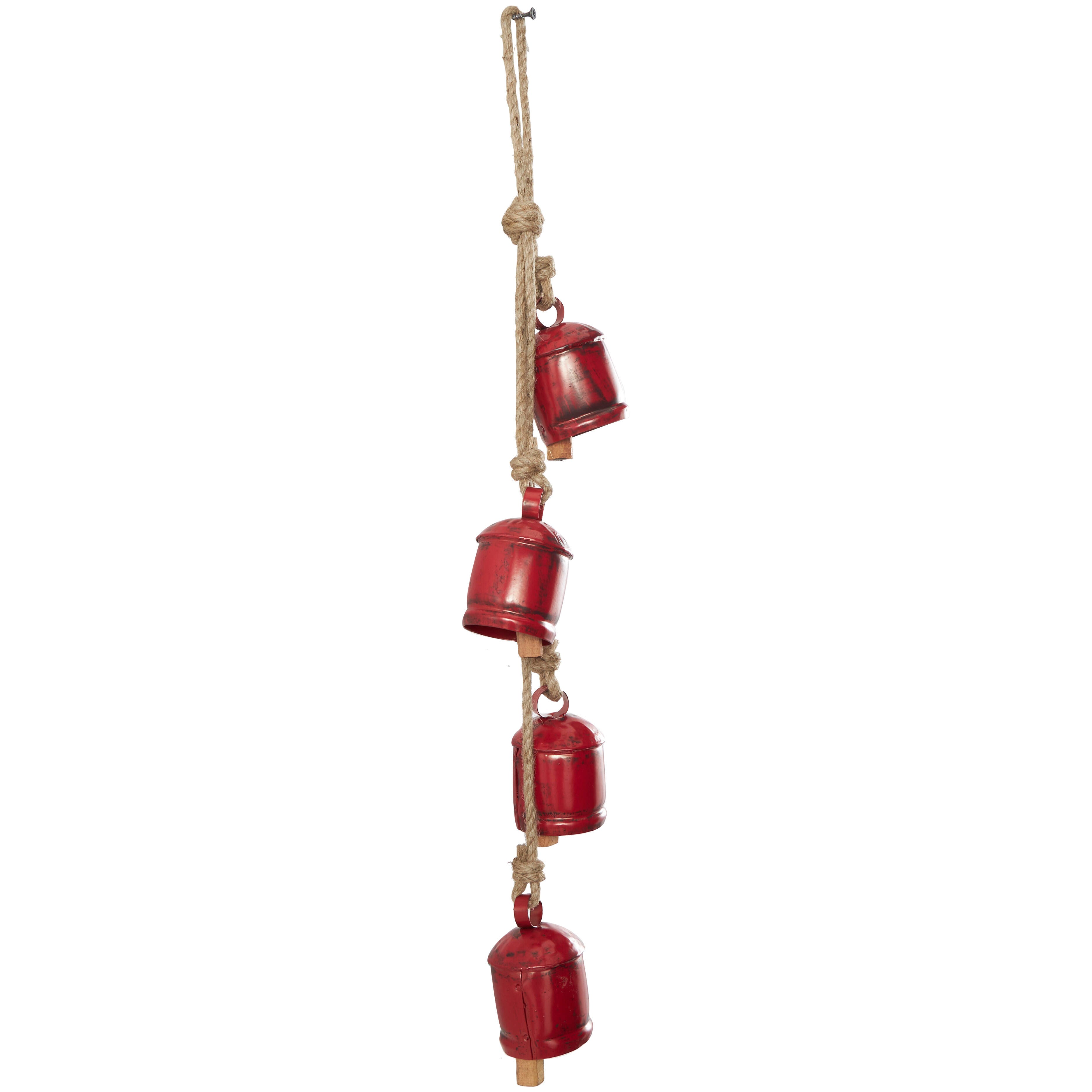 Bayberry Lane Tibetan Bells with 4 Bells on Rope, Red, large