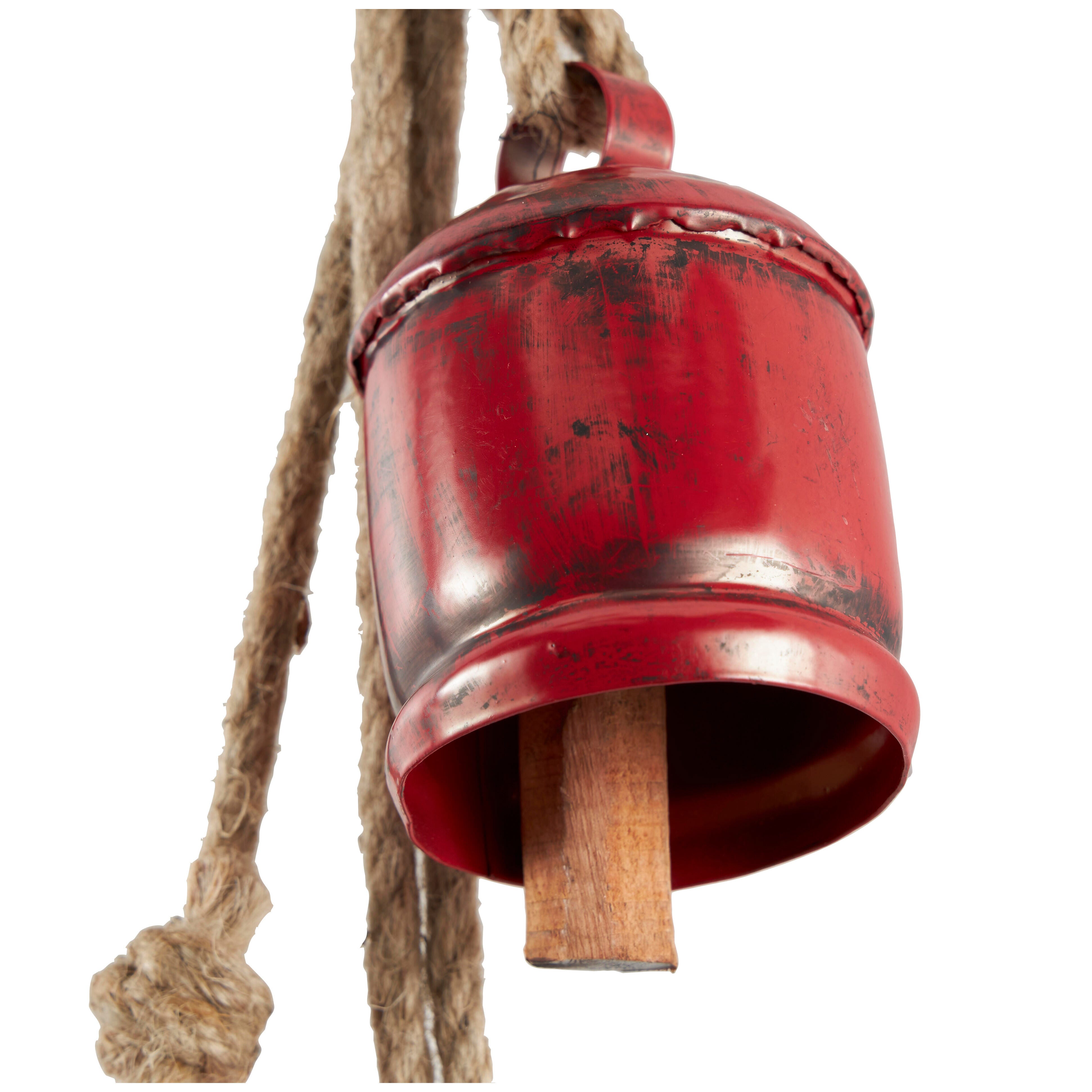 Bayberry Lane Tibetan Bells with 4 Bells on Rope, Red, large