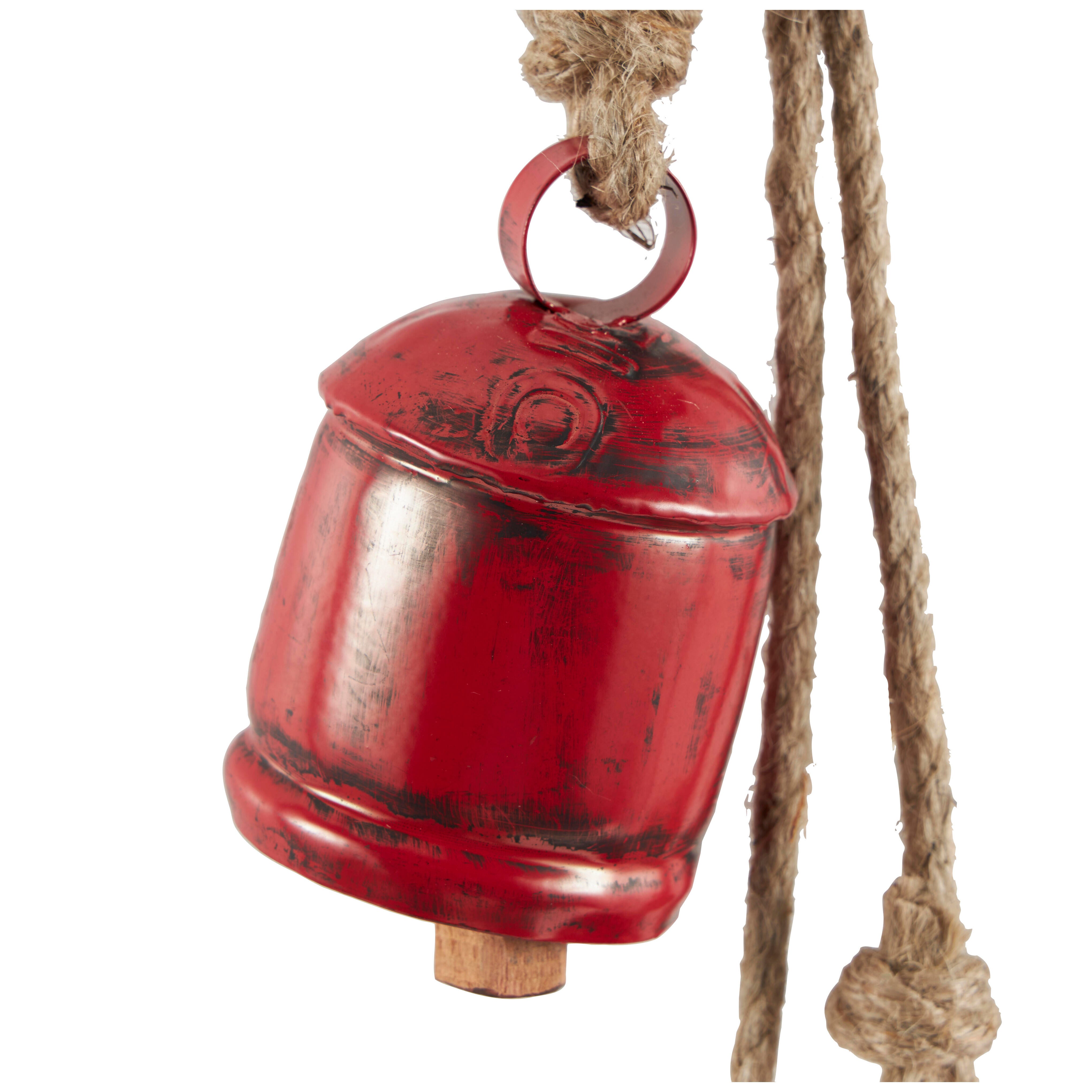 Bayberry Lane Tibetan Bells with 4 Bells on Rope, Red, large