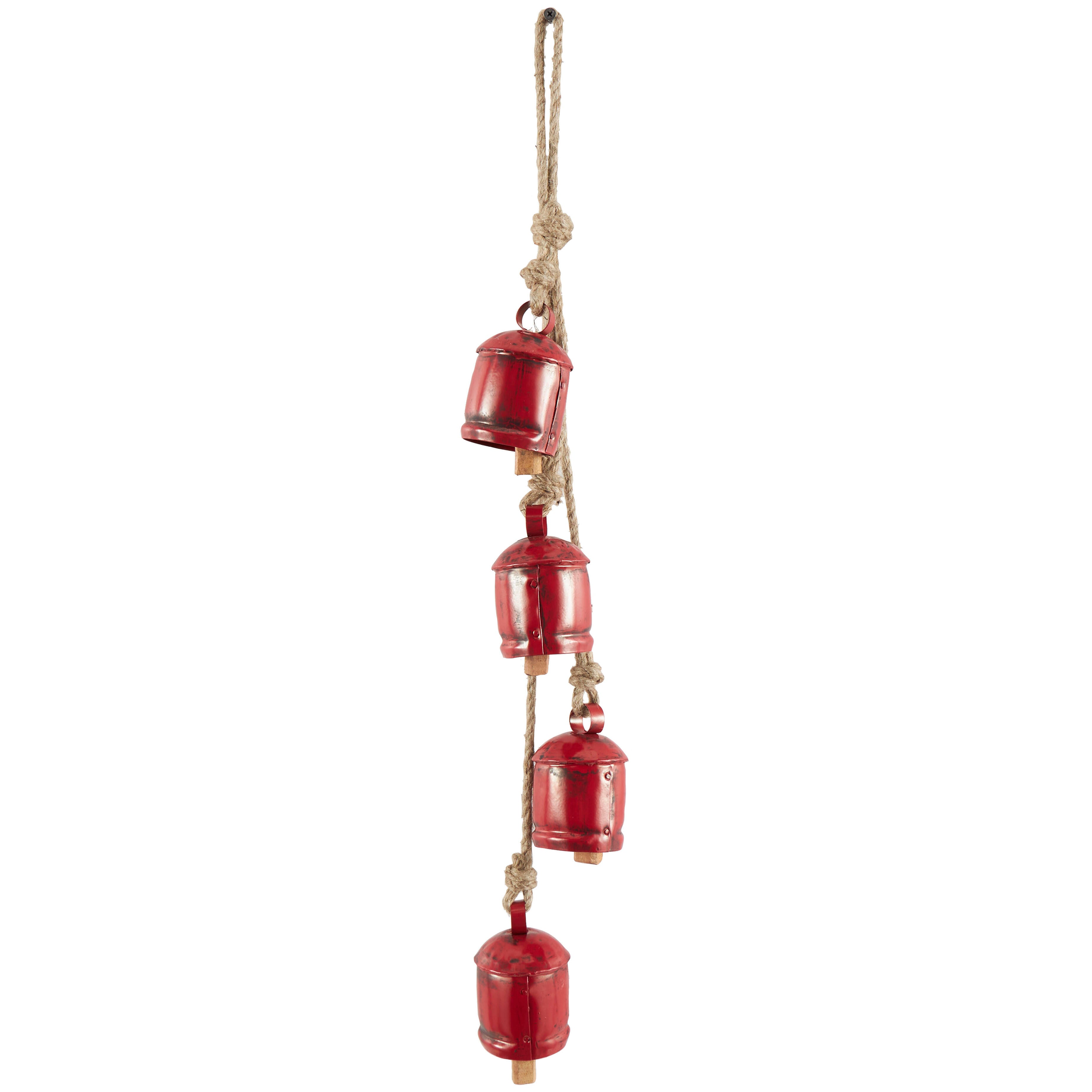 Bayberry Lane Tibetan Bells with 4 Bells on Rope, Red, large