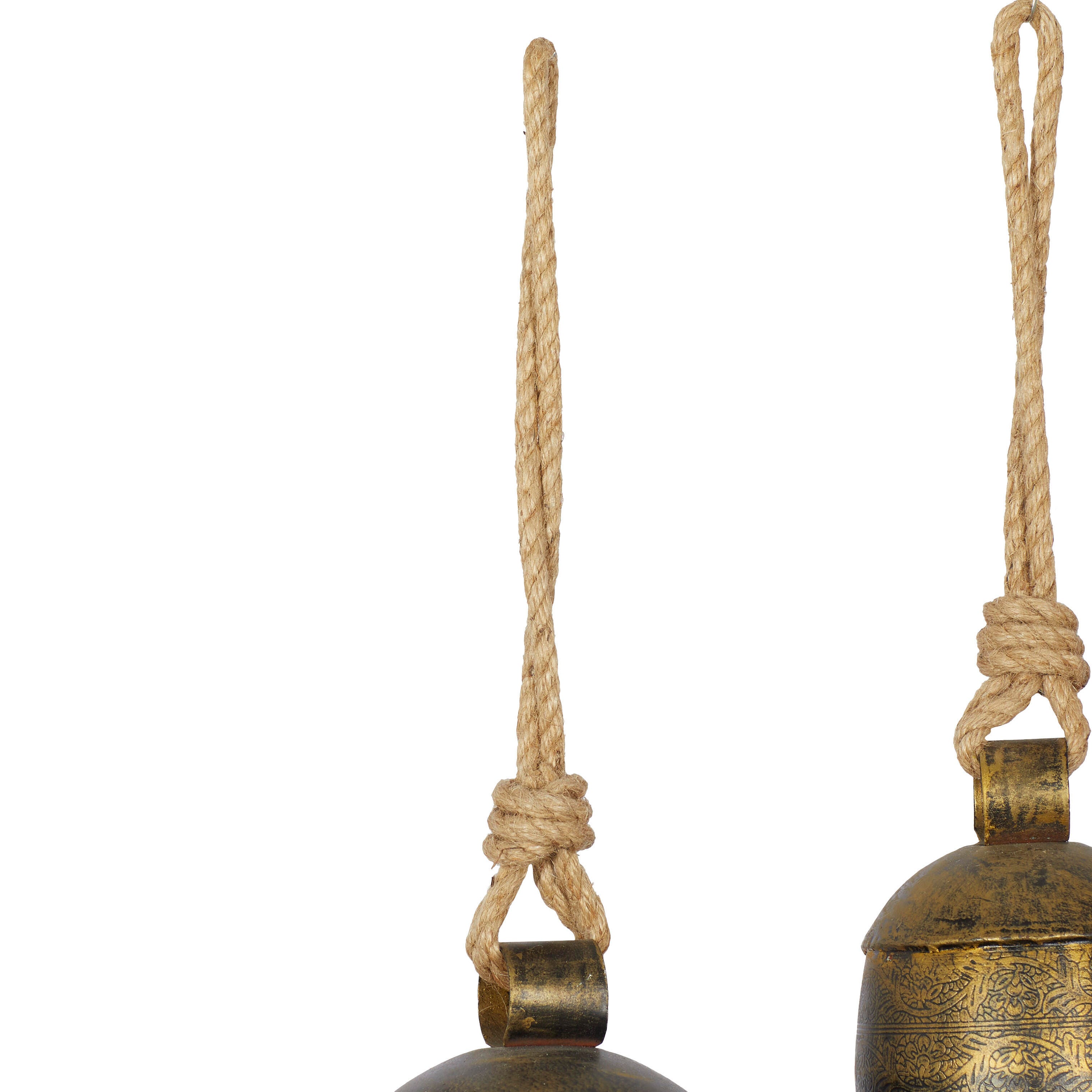 Bayberry Lane Cow Bells with Hanging Rope Set of 3, Bronze, large