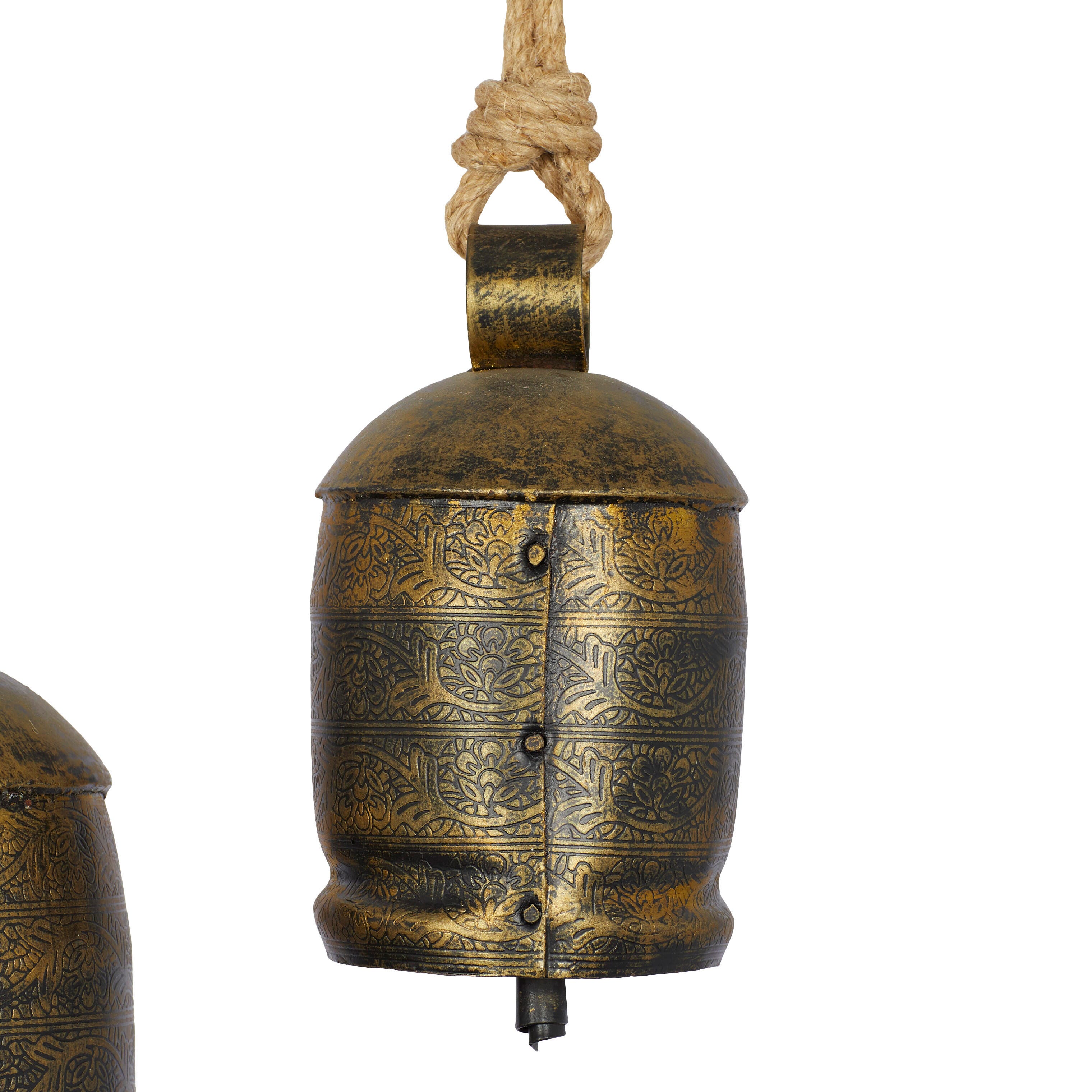 Bayberry Lane Cow Bells with Hanging Rope Set of 3, Bronze, large