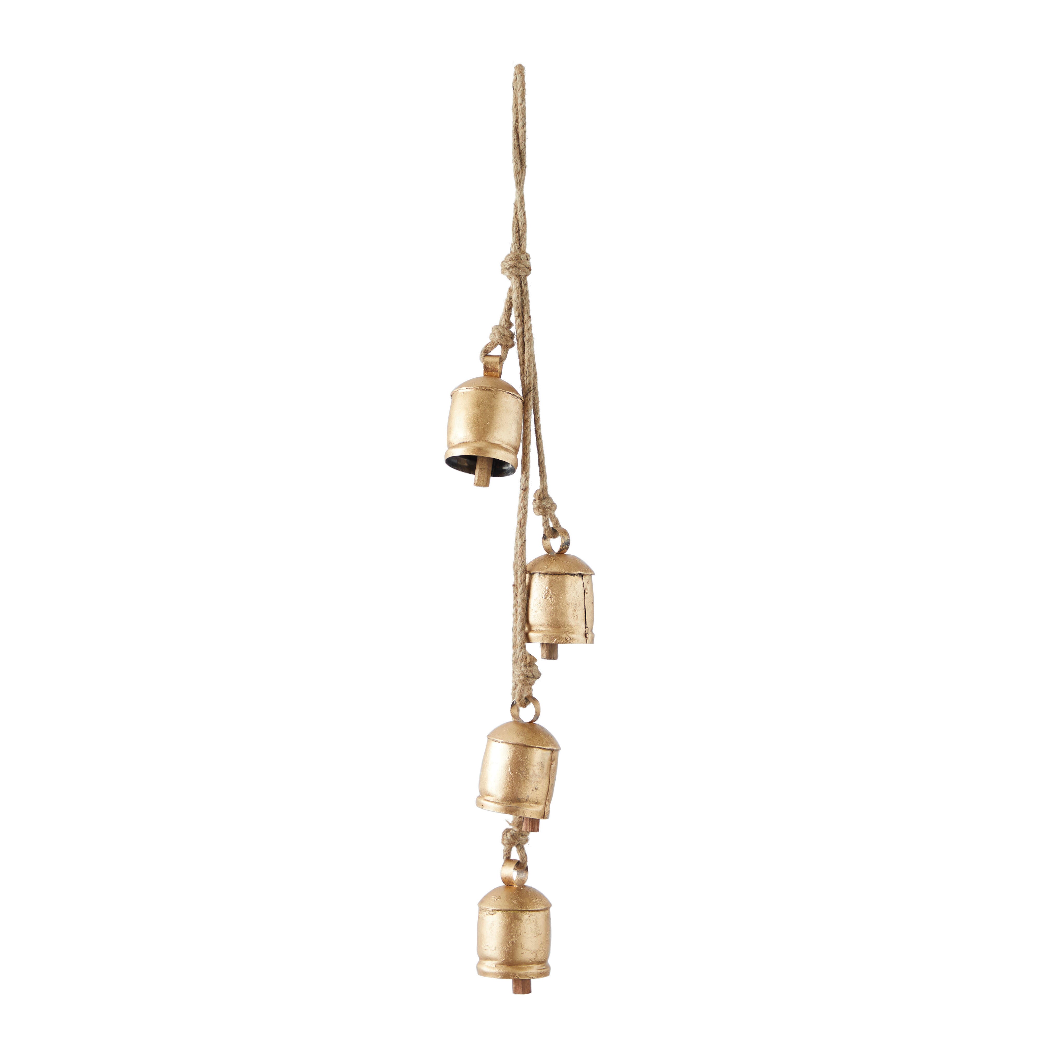 Bayberry Lane Tibetan Bells with 4 Bells on Rope, Gold, large