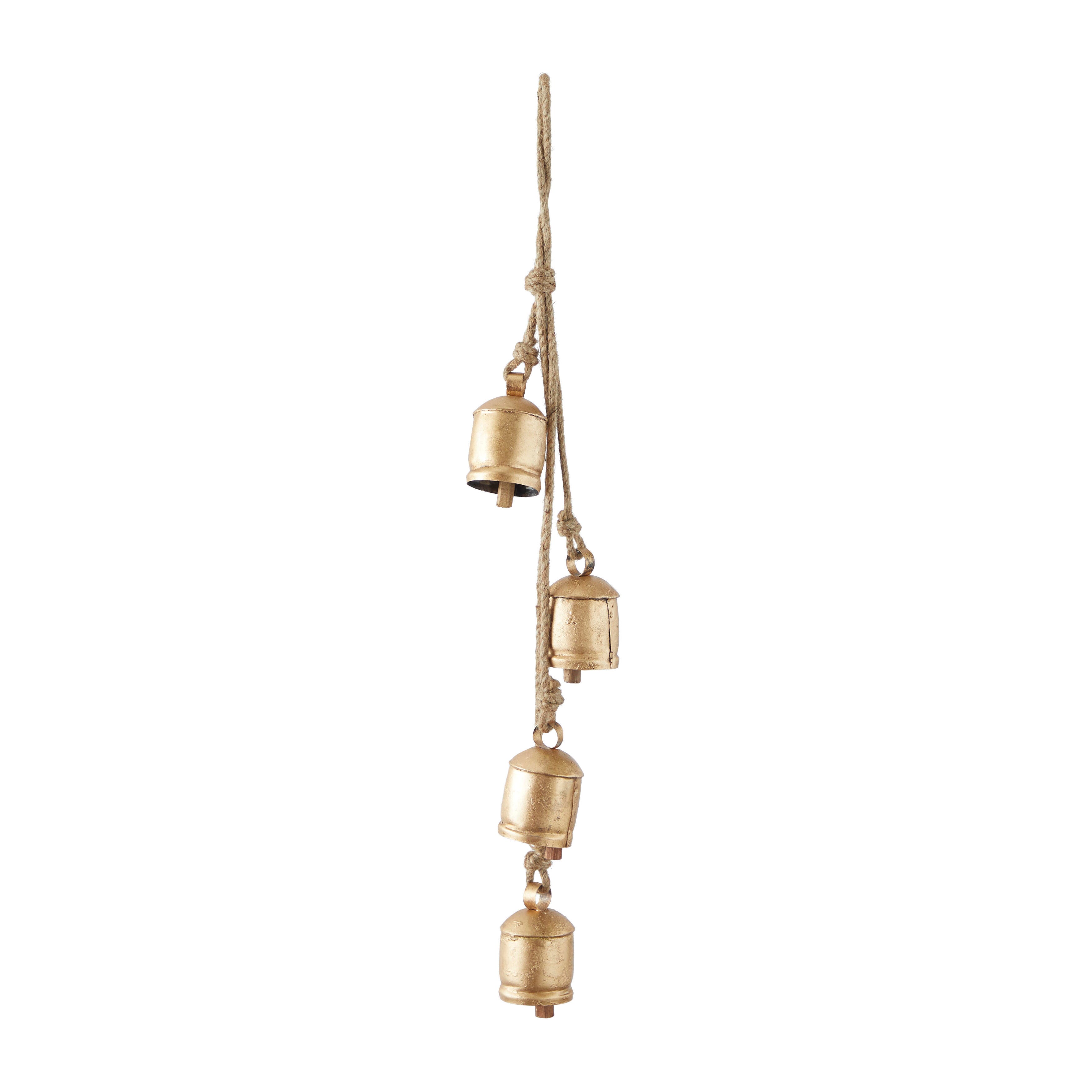 Bayberry Lane Tibetan Bells with 4 Bells on Rope, Gold, large