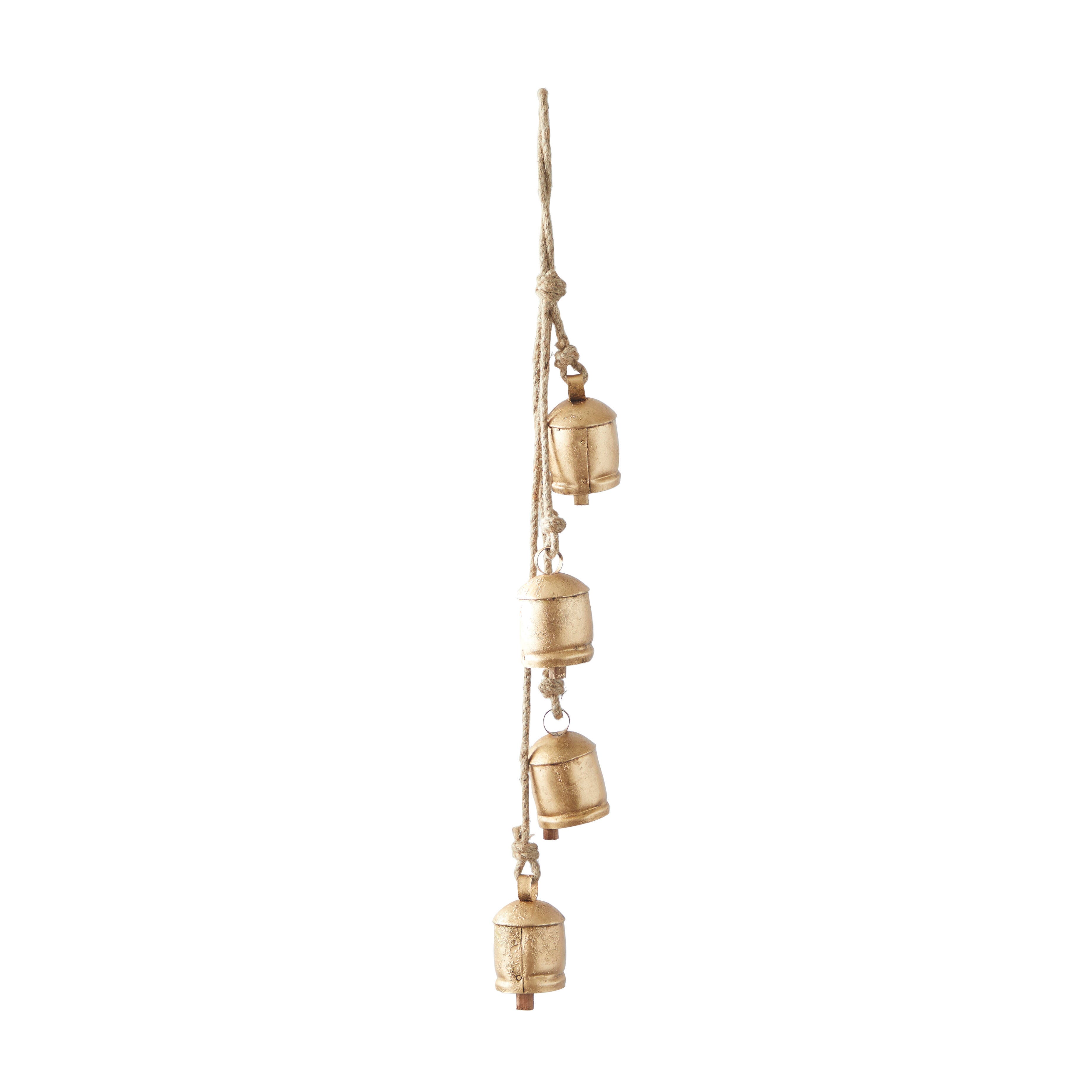 Bayberry Lane Tibetan Bells with 4 Bells on Rope, Gold, large