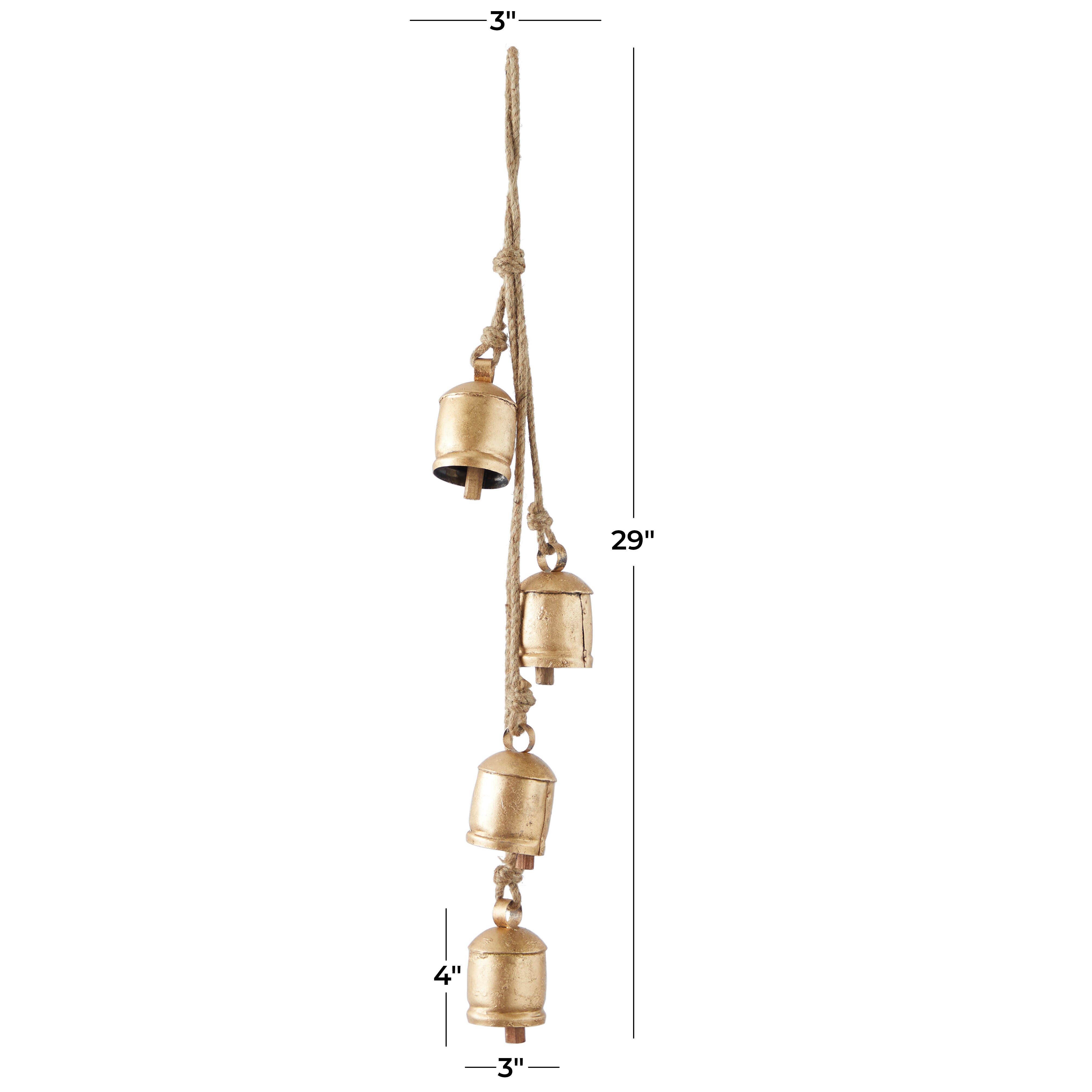 Bayberry Lane Tibetan Bells with 4 Bells on Rope, Gold, large