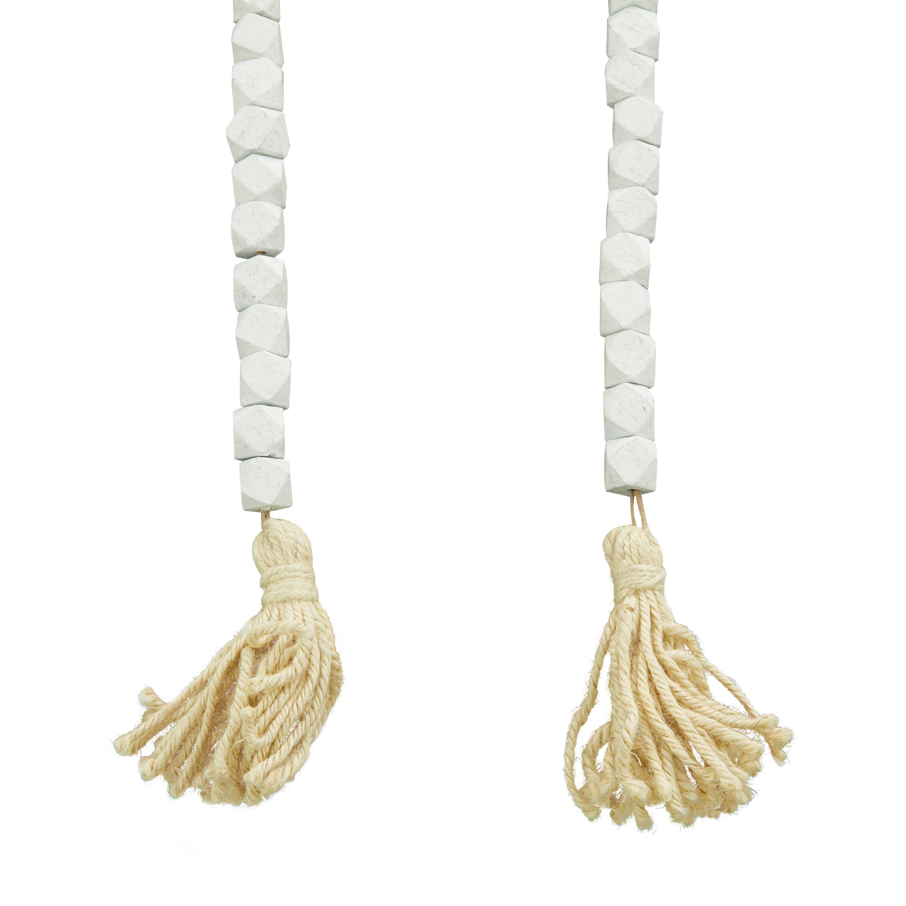 Bayberry Lane Carved Garland with Tassel, White, large