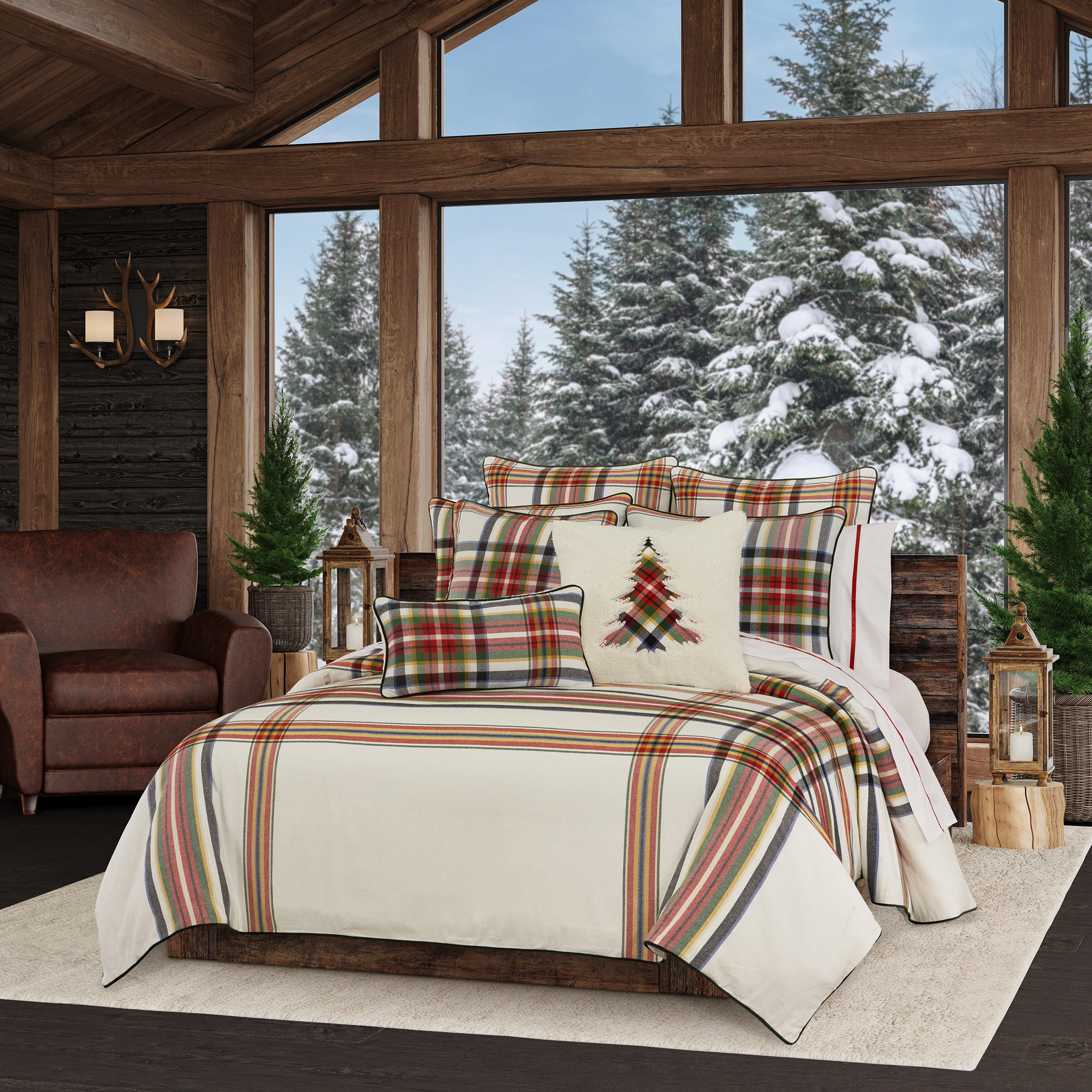 J. Queen New York Christopher Plaid King/Cal King Duvet Cover 3Pc. Set, Red, large