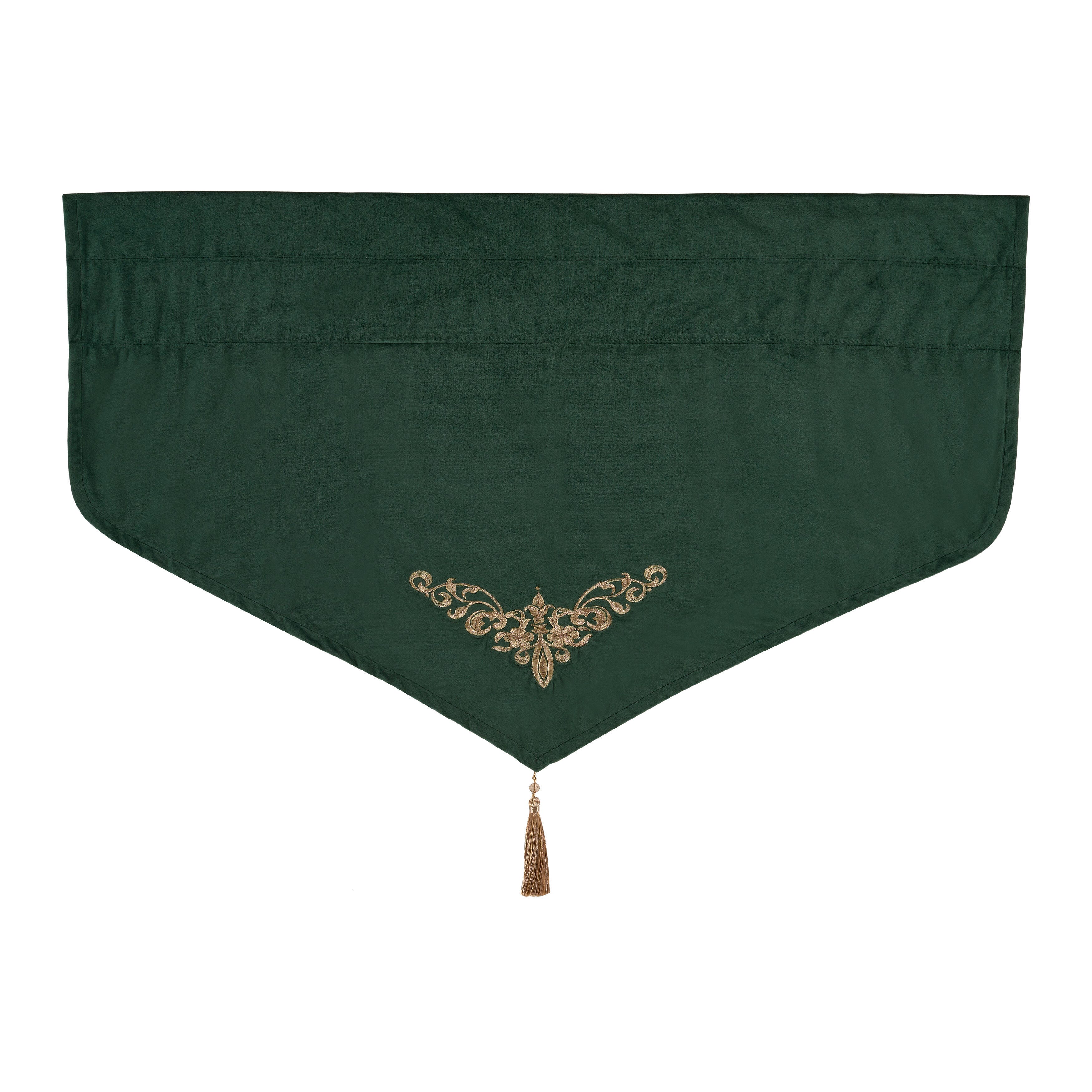J. Queen New York Noelle Evergreen Window Ascot Valance, Evergreen, large