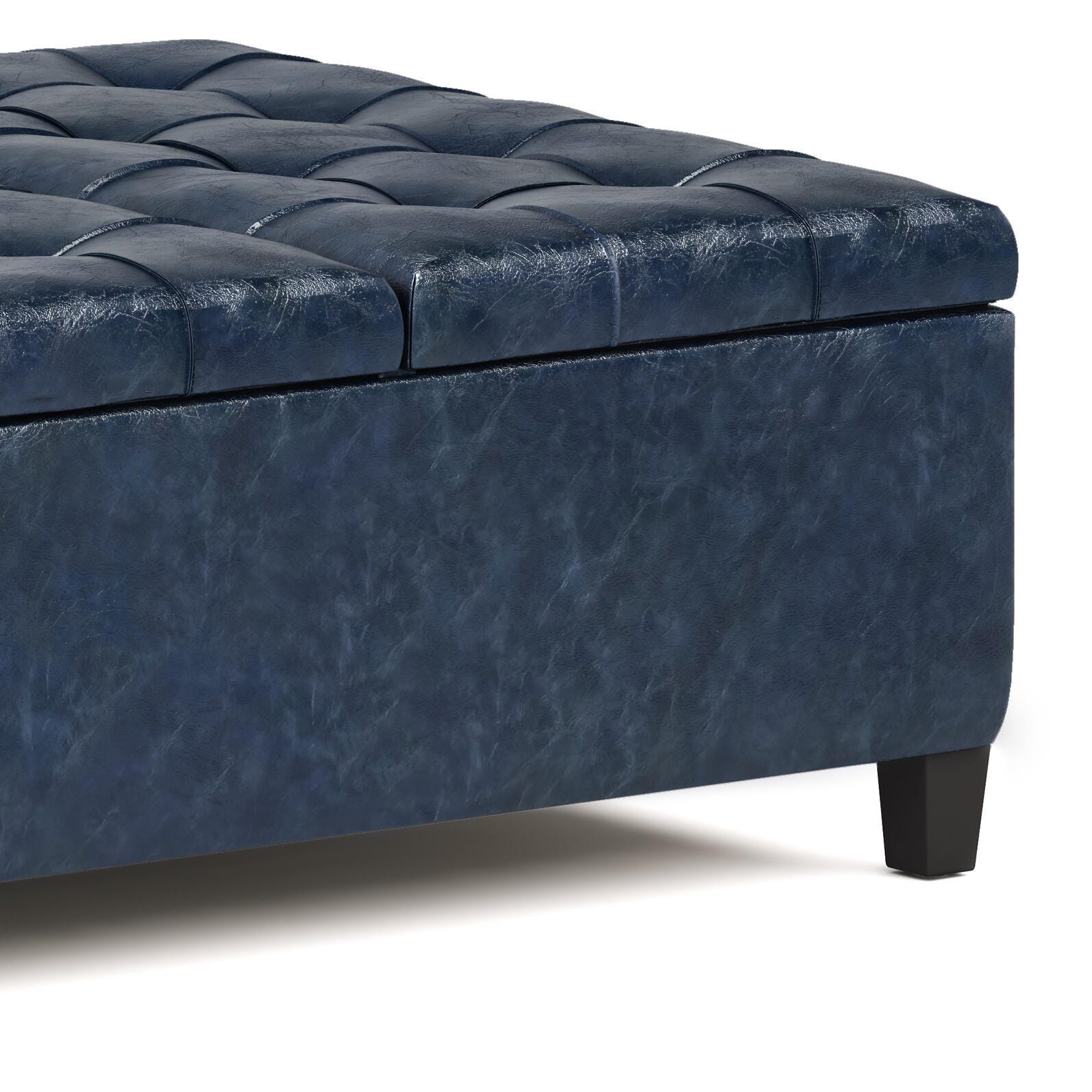 Simpli Home Harrison Coffee Table Ottoman, Denim Blue, large