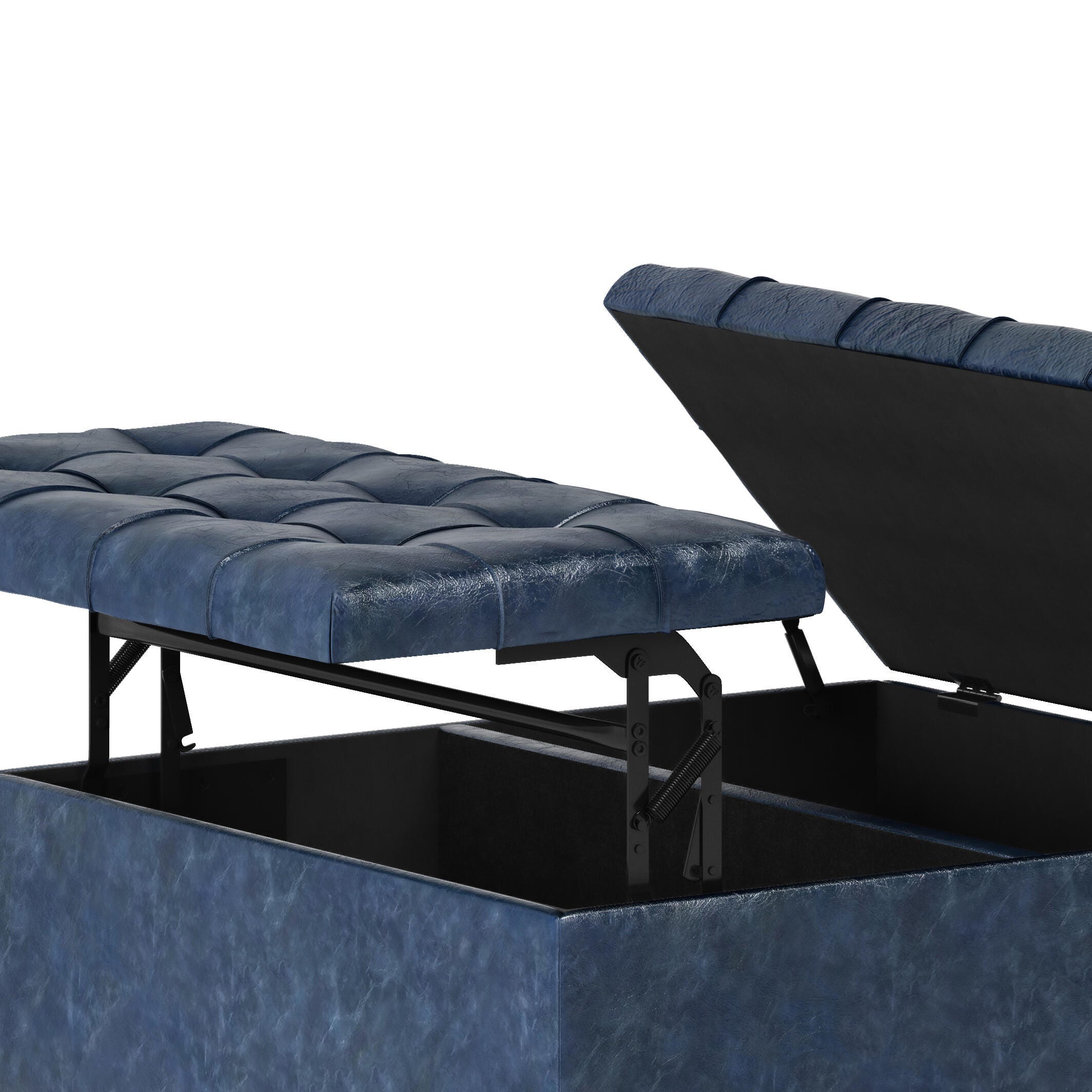 Simpli Home Harrison Coffee Table Ottoman, Denim Blue, large