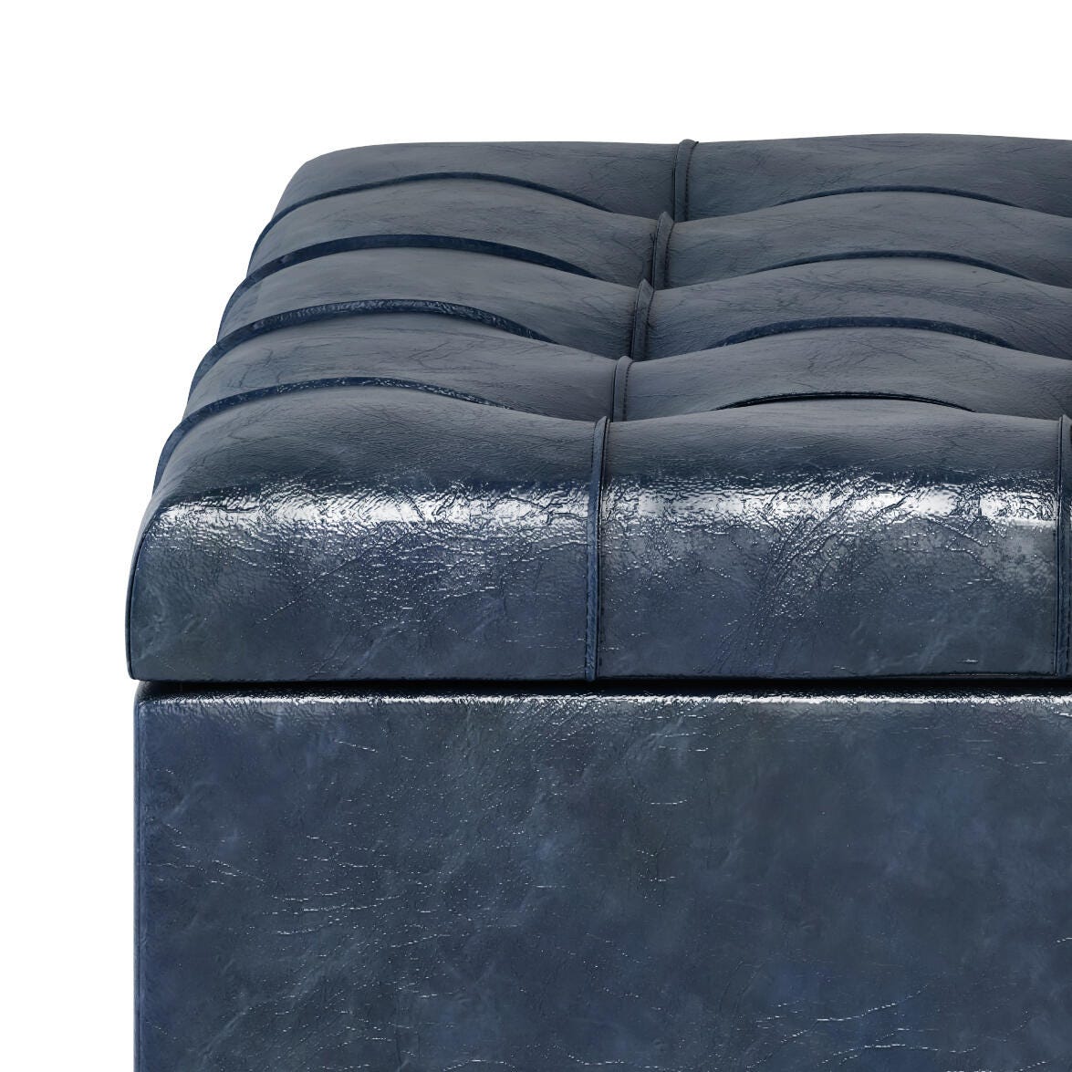 Simpli Home Harrison Coffee Table Ottoman, Denim Blue, large