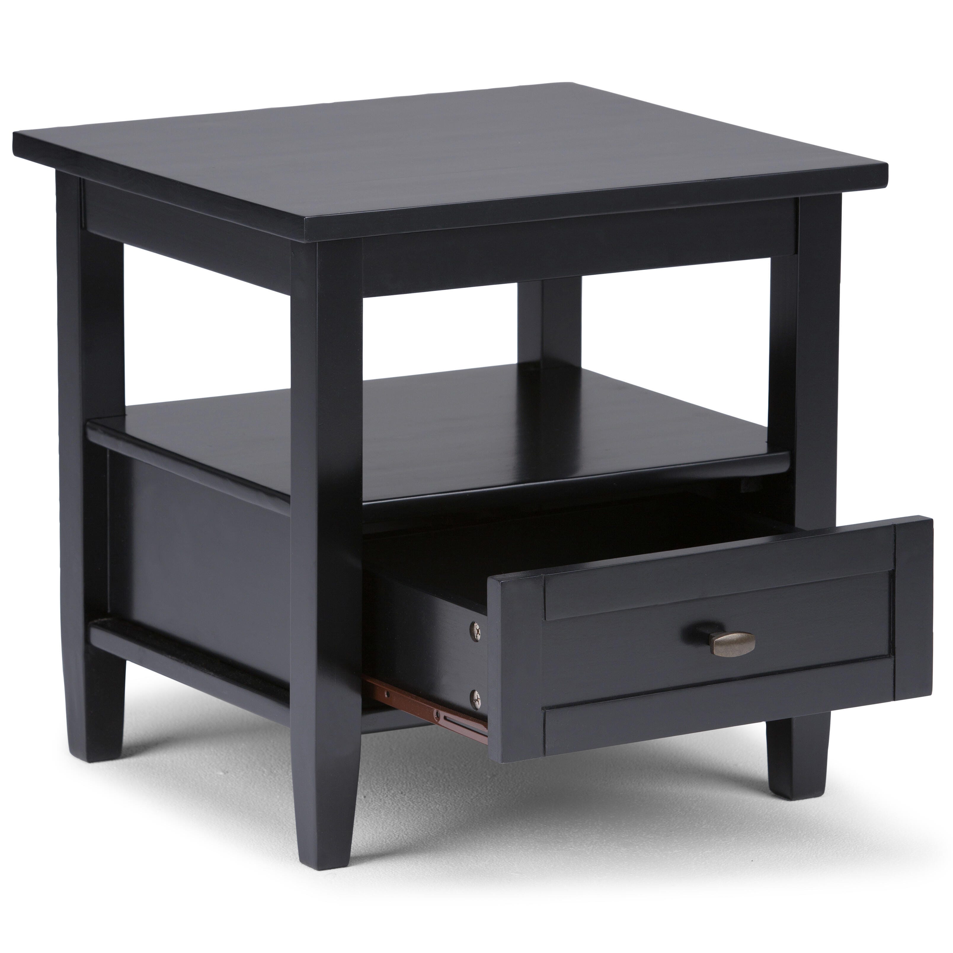 Simpli Home Warm Shaker End Table, Black, large