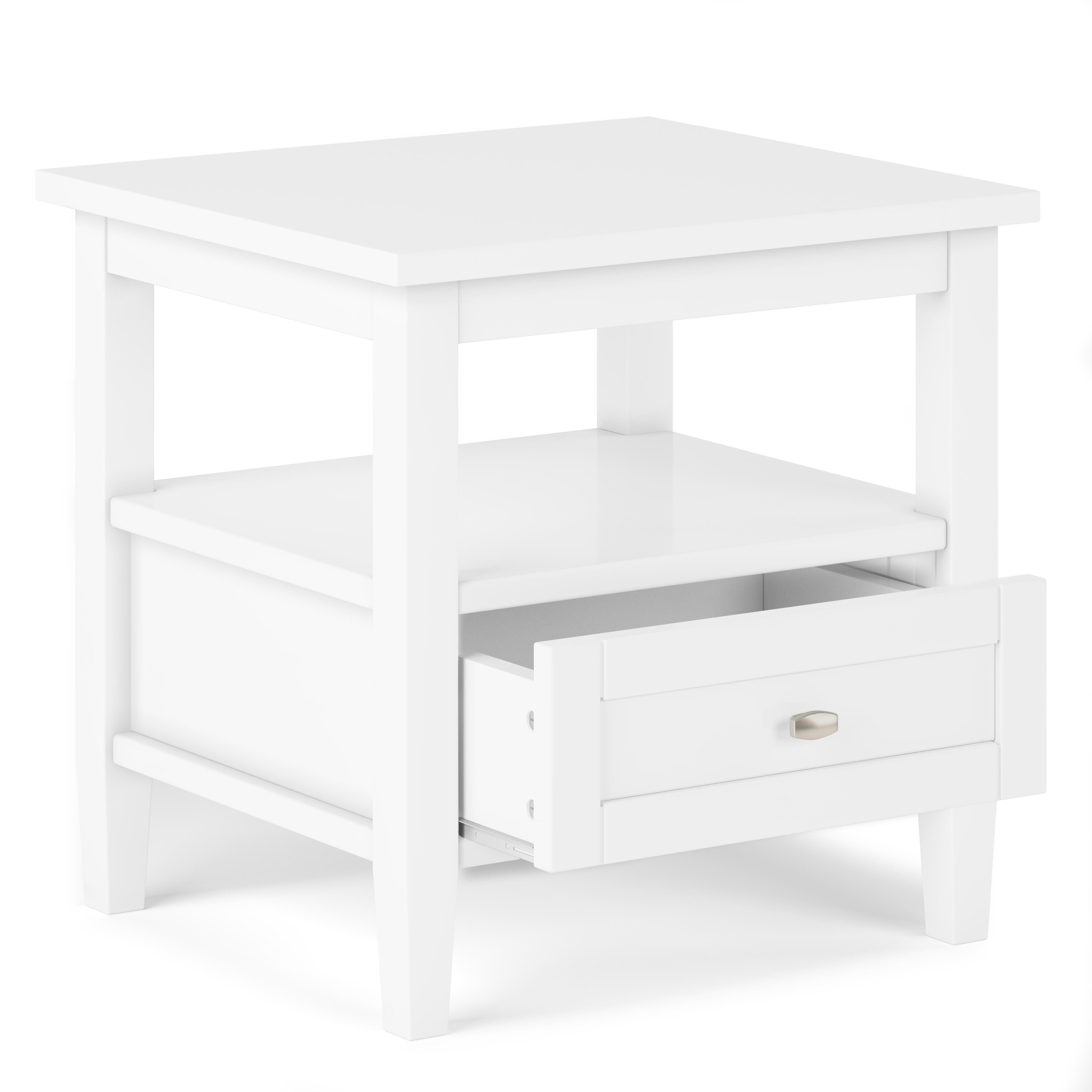 Simpli Home Warm Shaker End Table, White, large