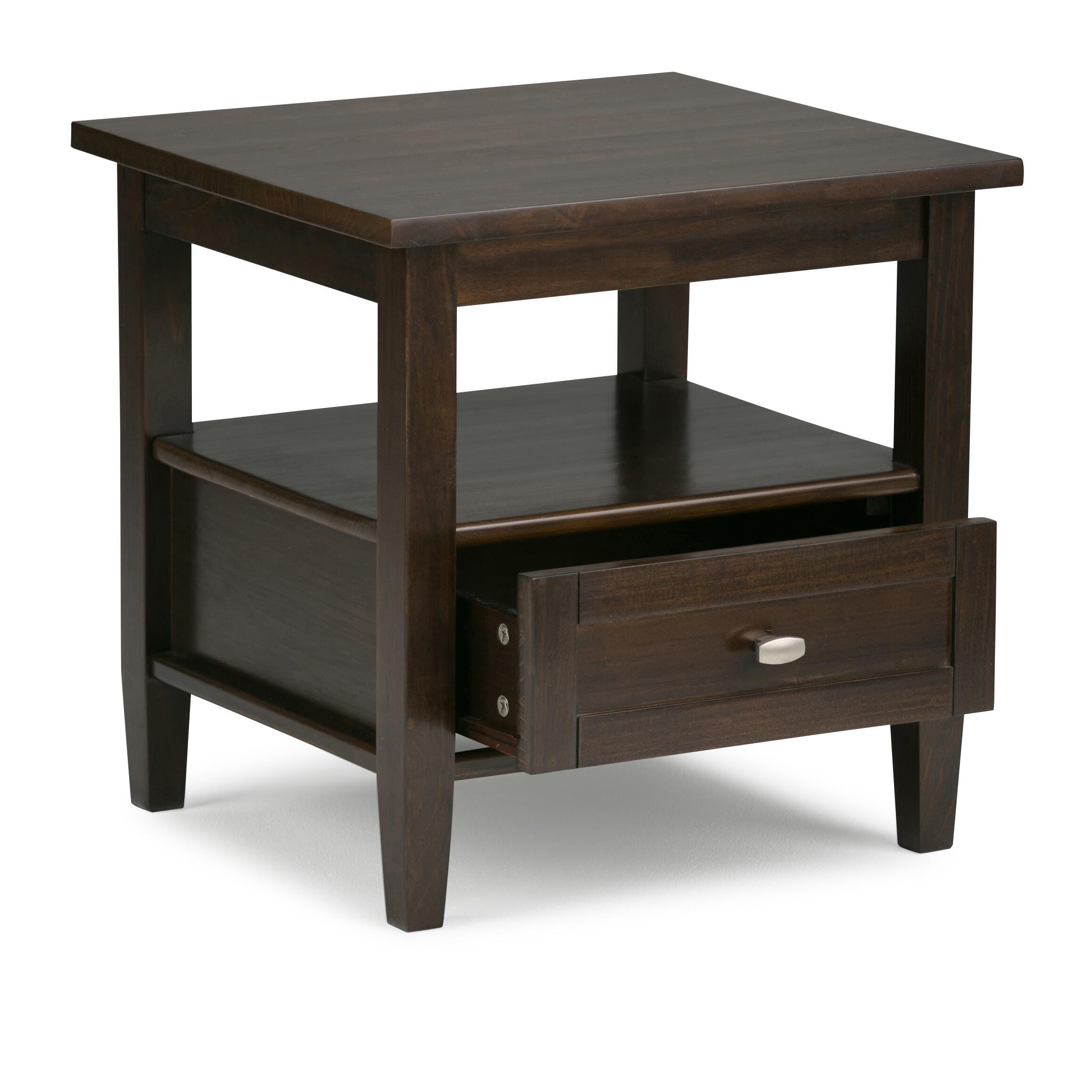 Simpli Home Warm Shaker End Table, Tobacco Brown, large