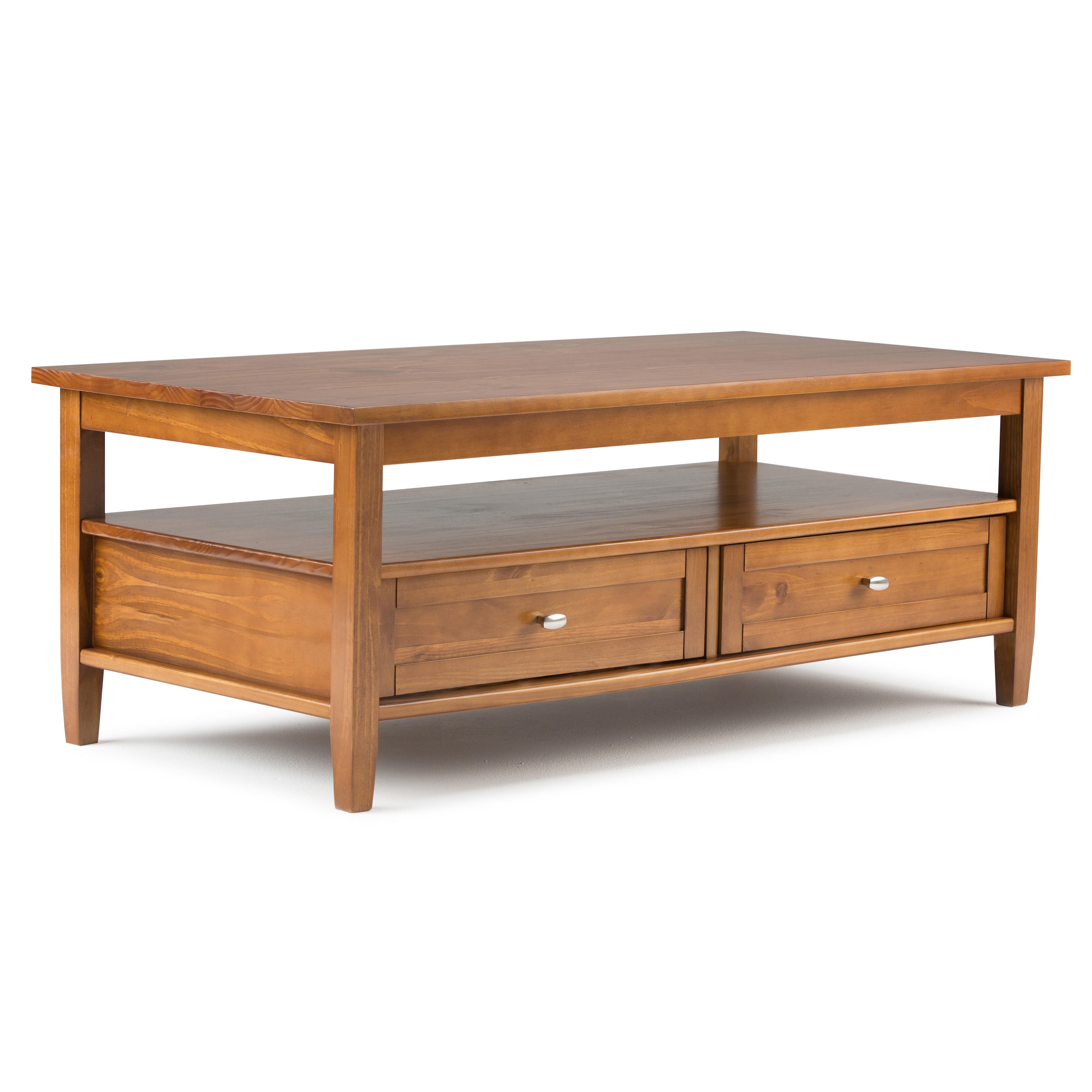 Simpli Home Warm Shaker Coffee Table, Light Golden Brown, large