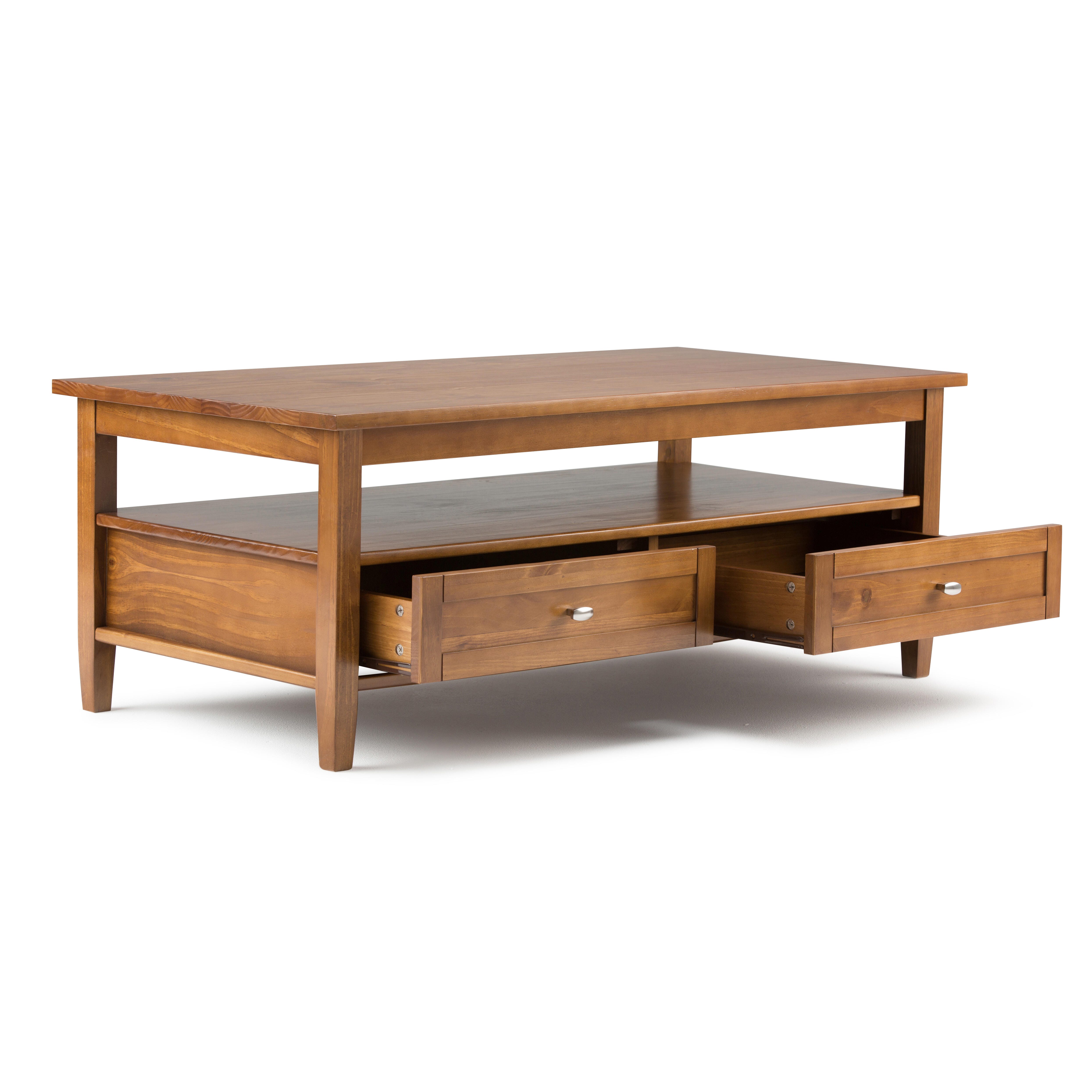 Simpli Home Warm Shaker Coffee Table, Light Golden Brown, large