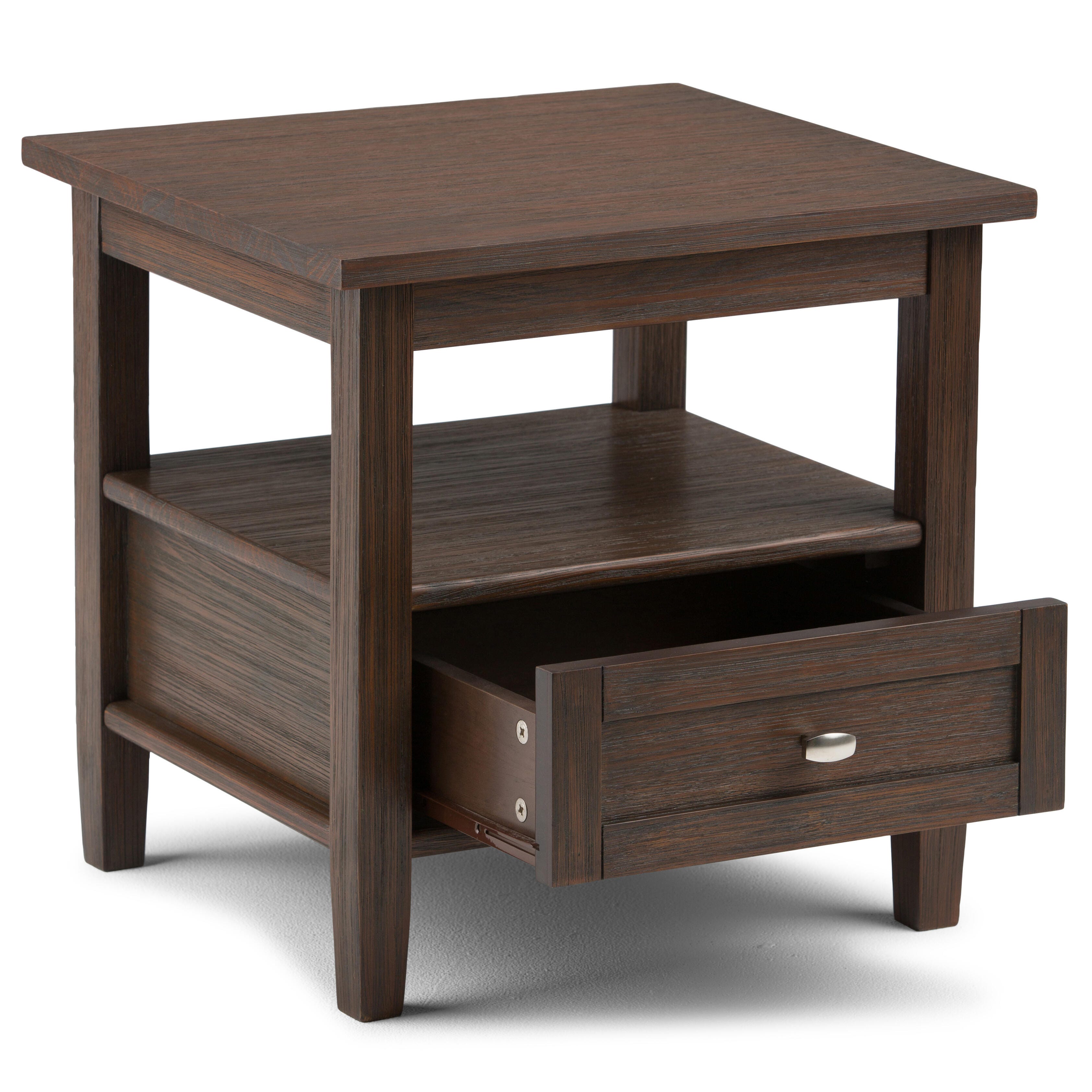 Simpli Home Warm Shaker End Table, Farmhouse Brown, large