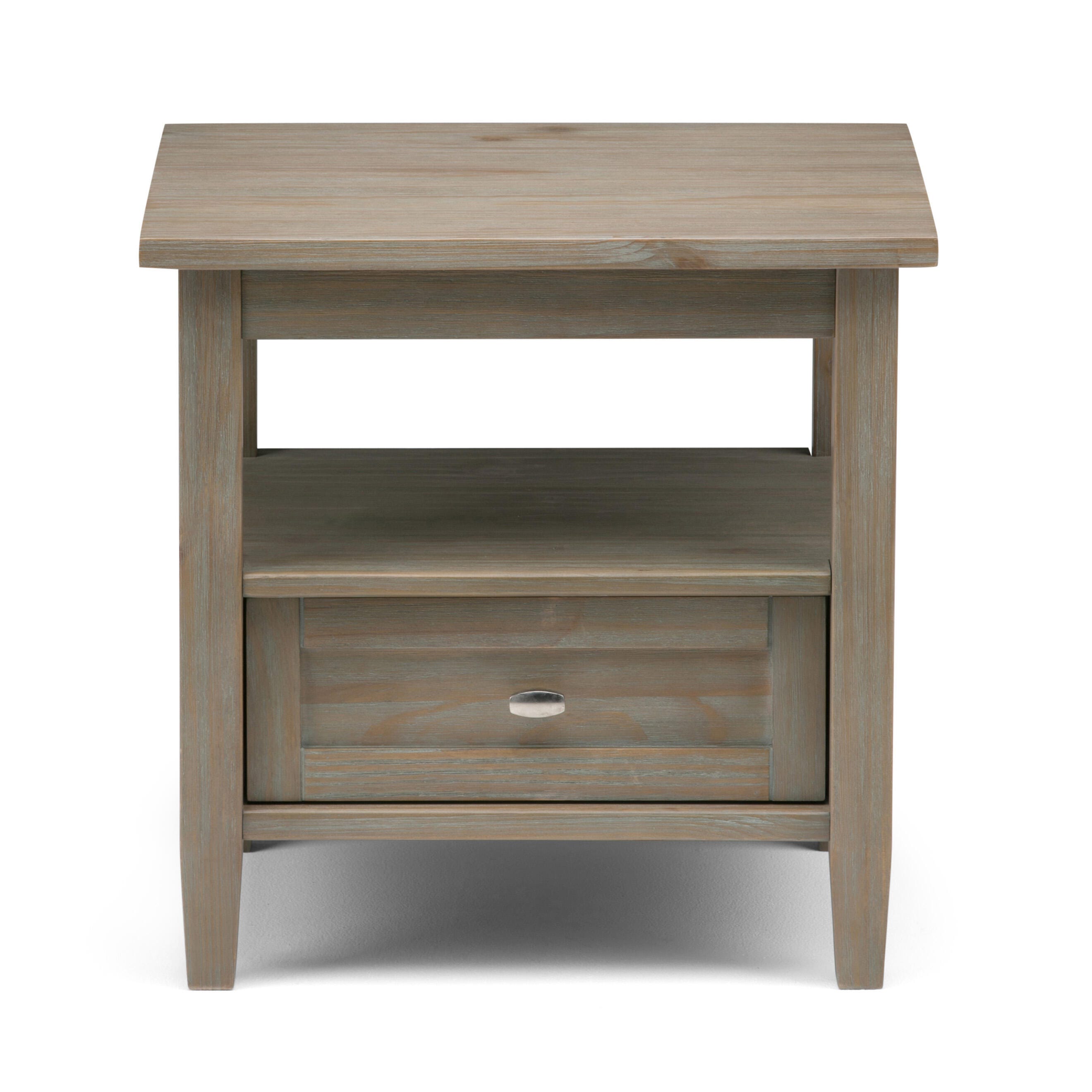 Simpli Home Warm Shaker End Table, Distressed Gray, large