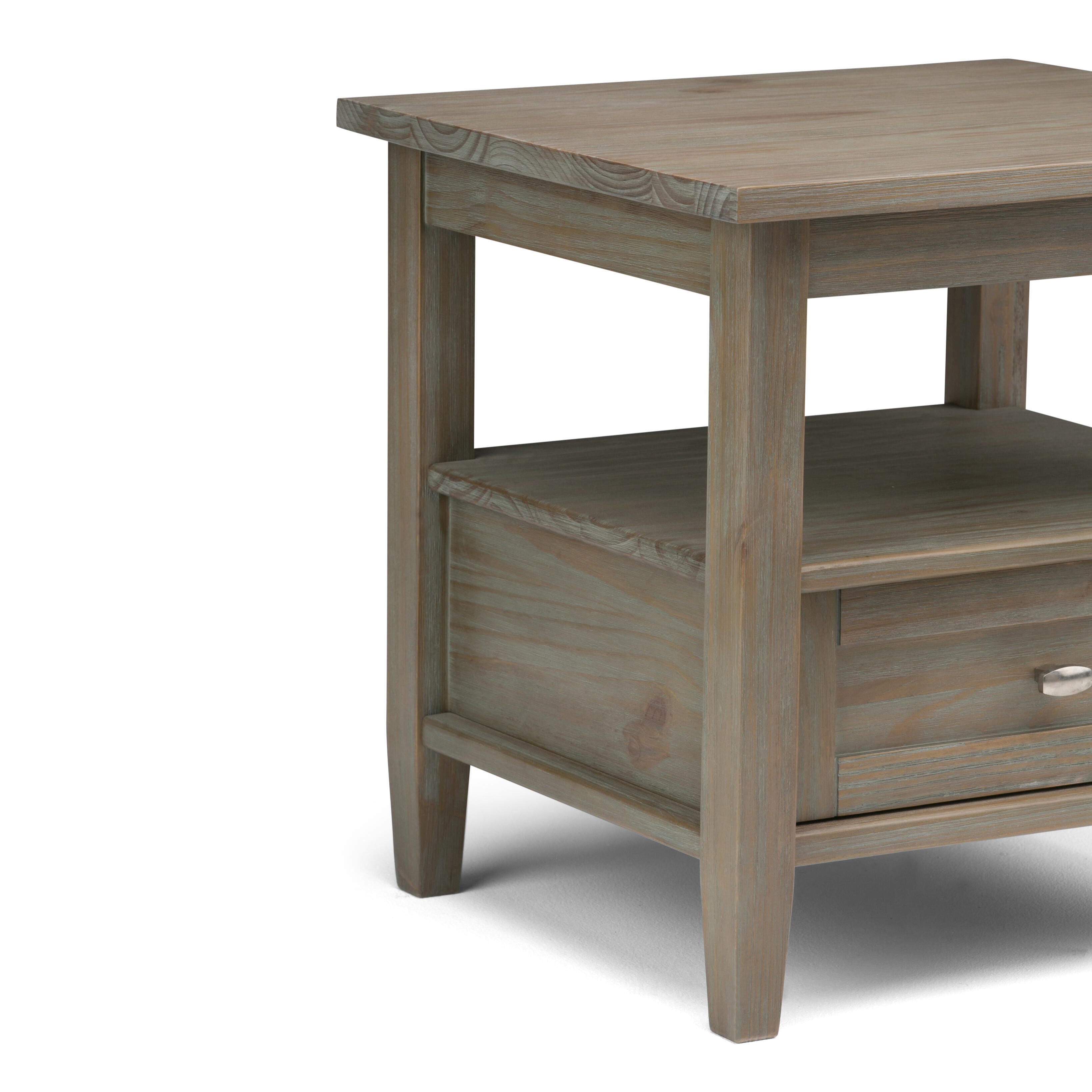 Simpli Home Warm Shaker End Table, Distressed Gray, large