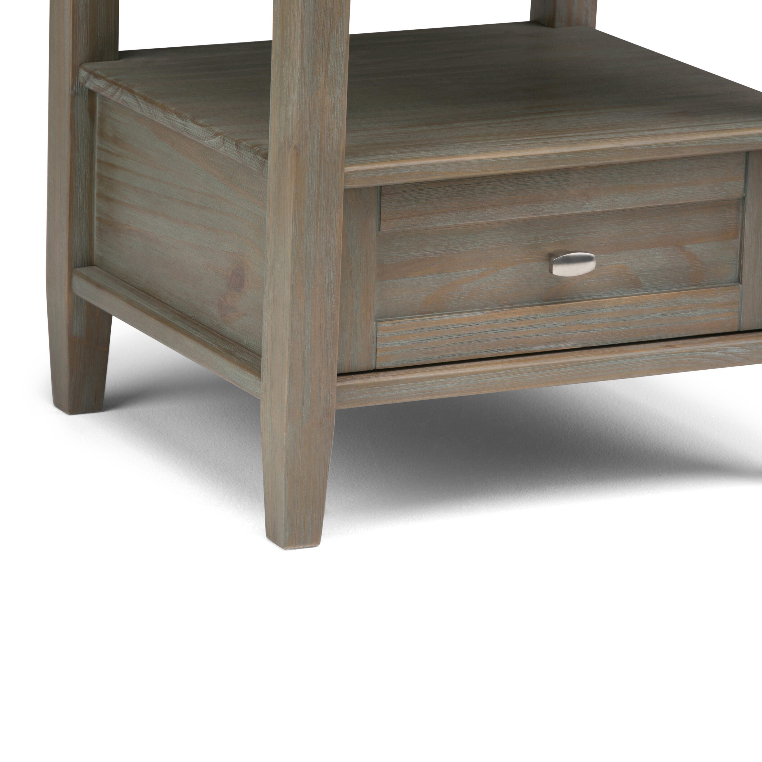 Simpli Home Warm Shaker End Table, Distressed Gray, large