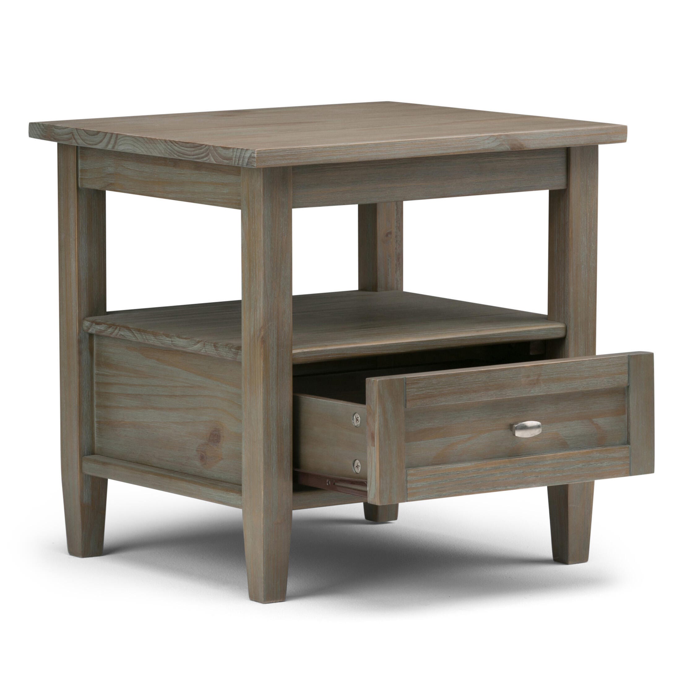 Simpli Home Warm Shaker End Table, Distressed Gray, large