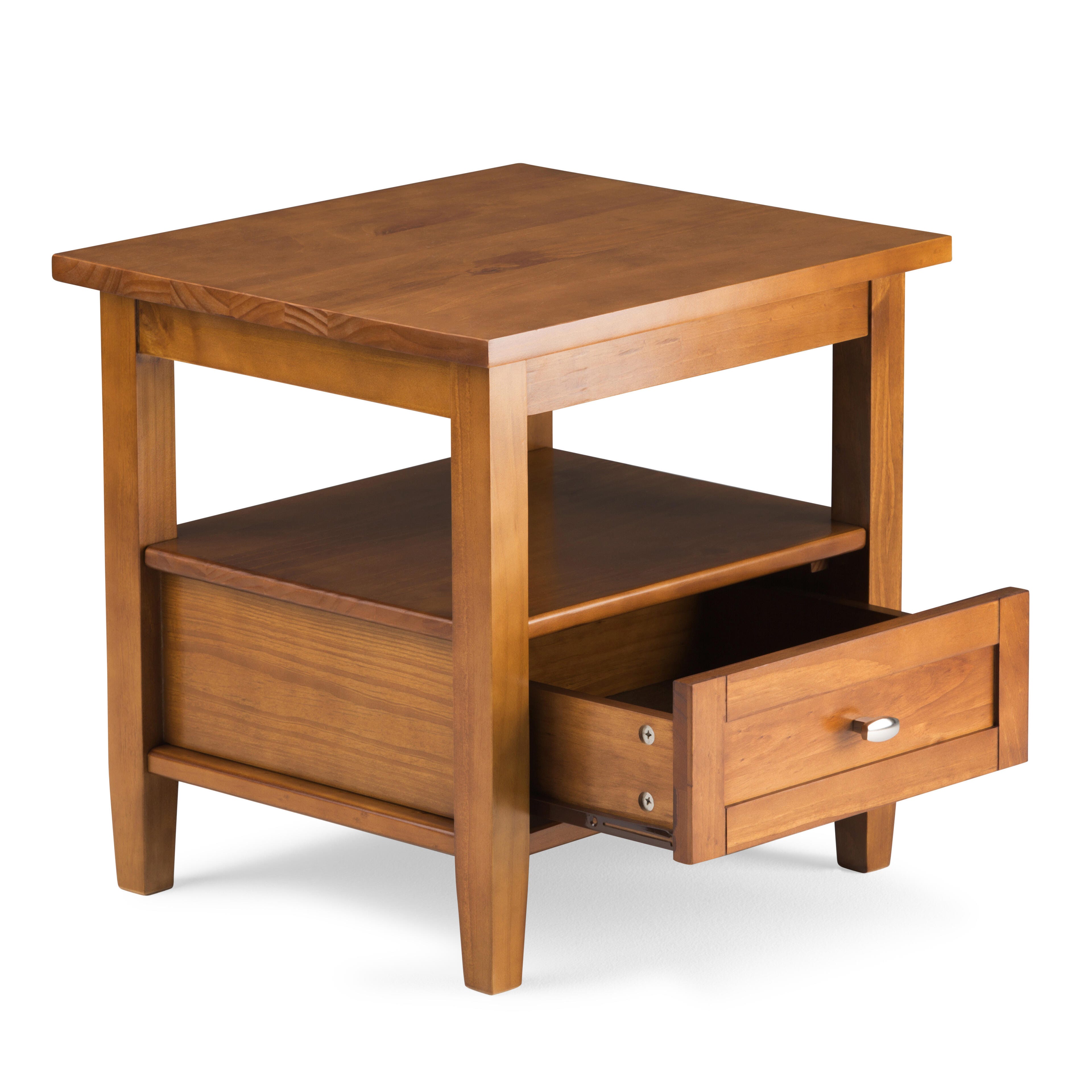 Simpli Home Warm Shaker End Table, Light Golden Brown, large
