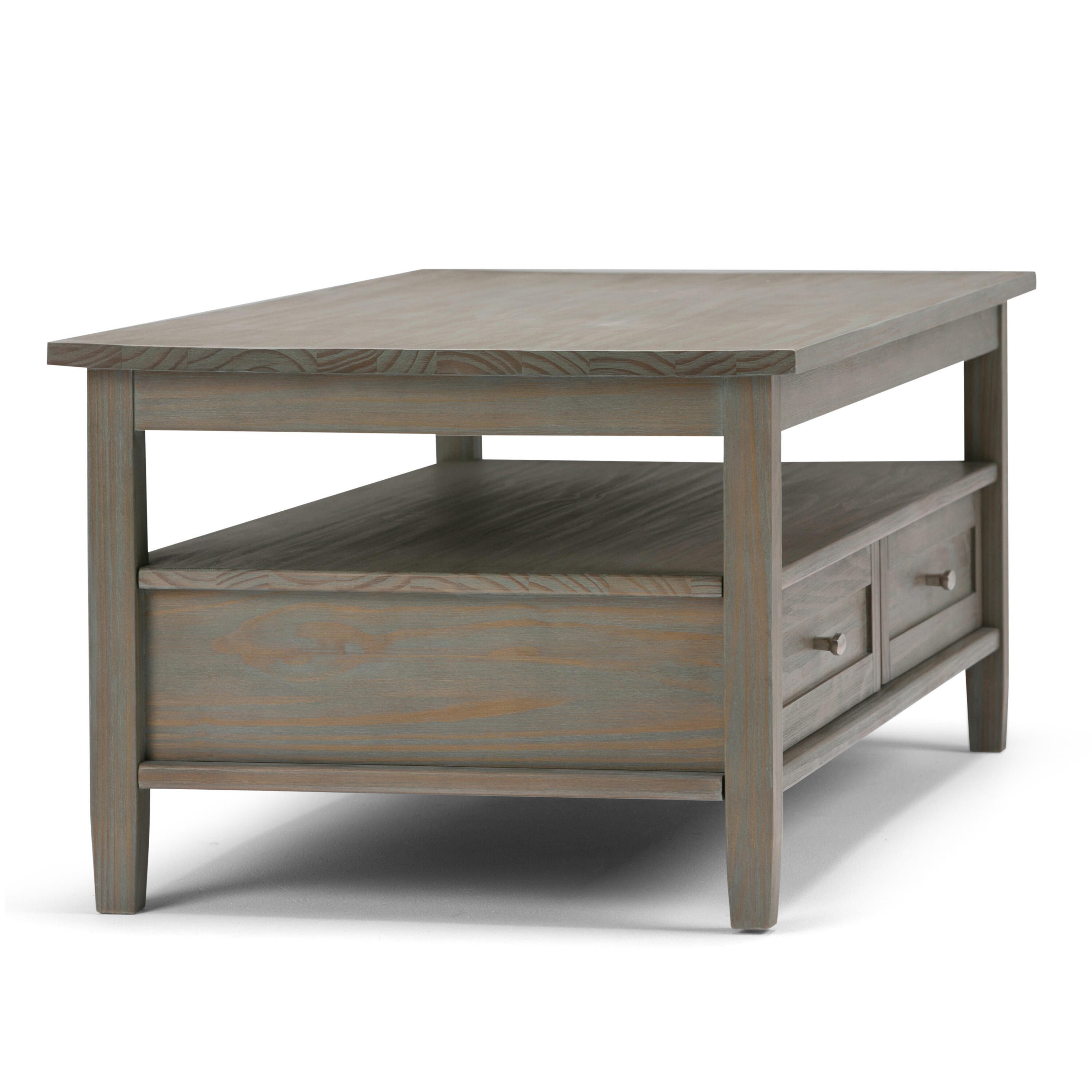 Simpli Home Warm Shaker Coffee Table, Distressed Gray, large