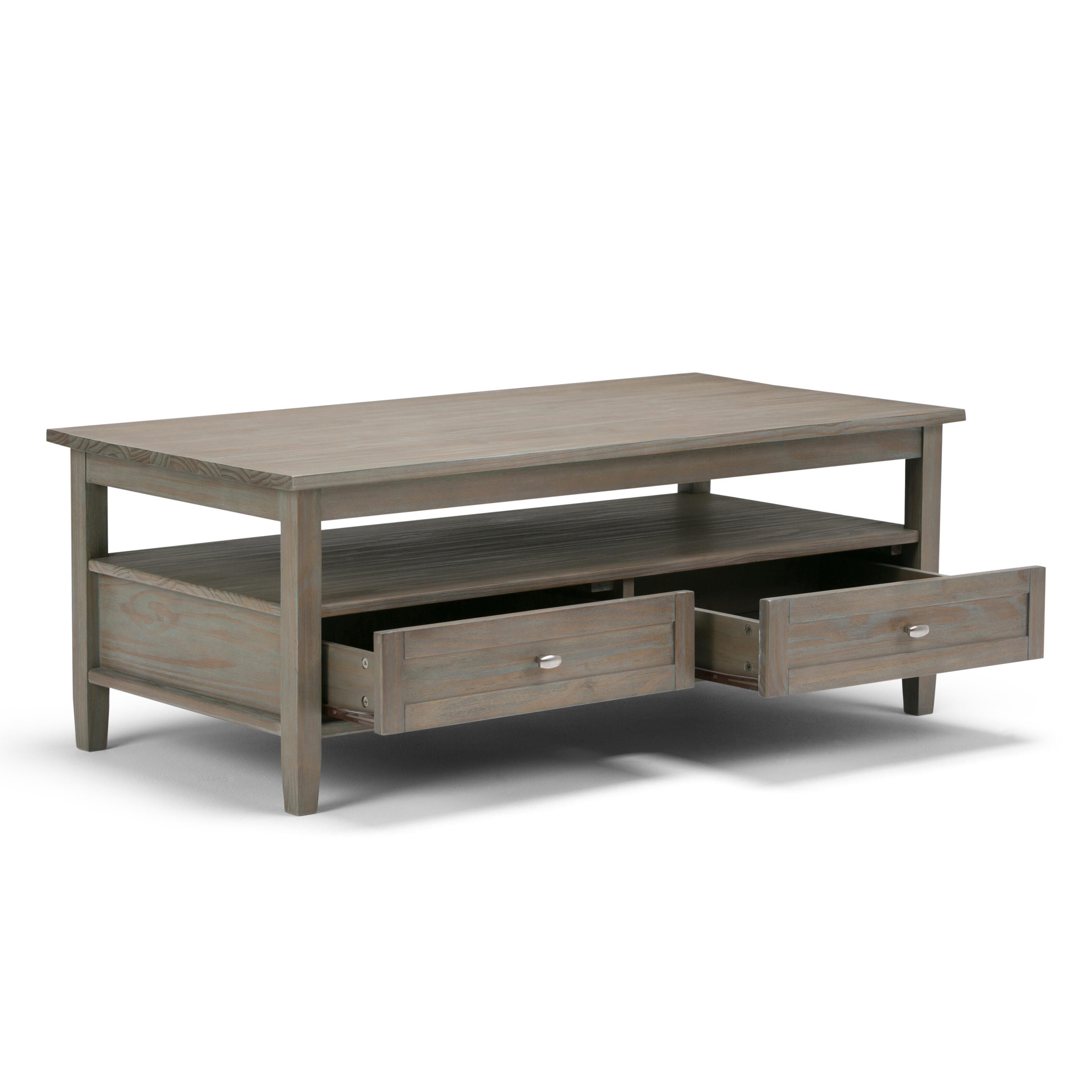Simpli Home Warm Shaker Coffee Table, Distressed Gray, large