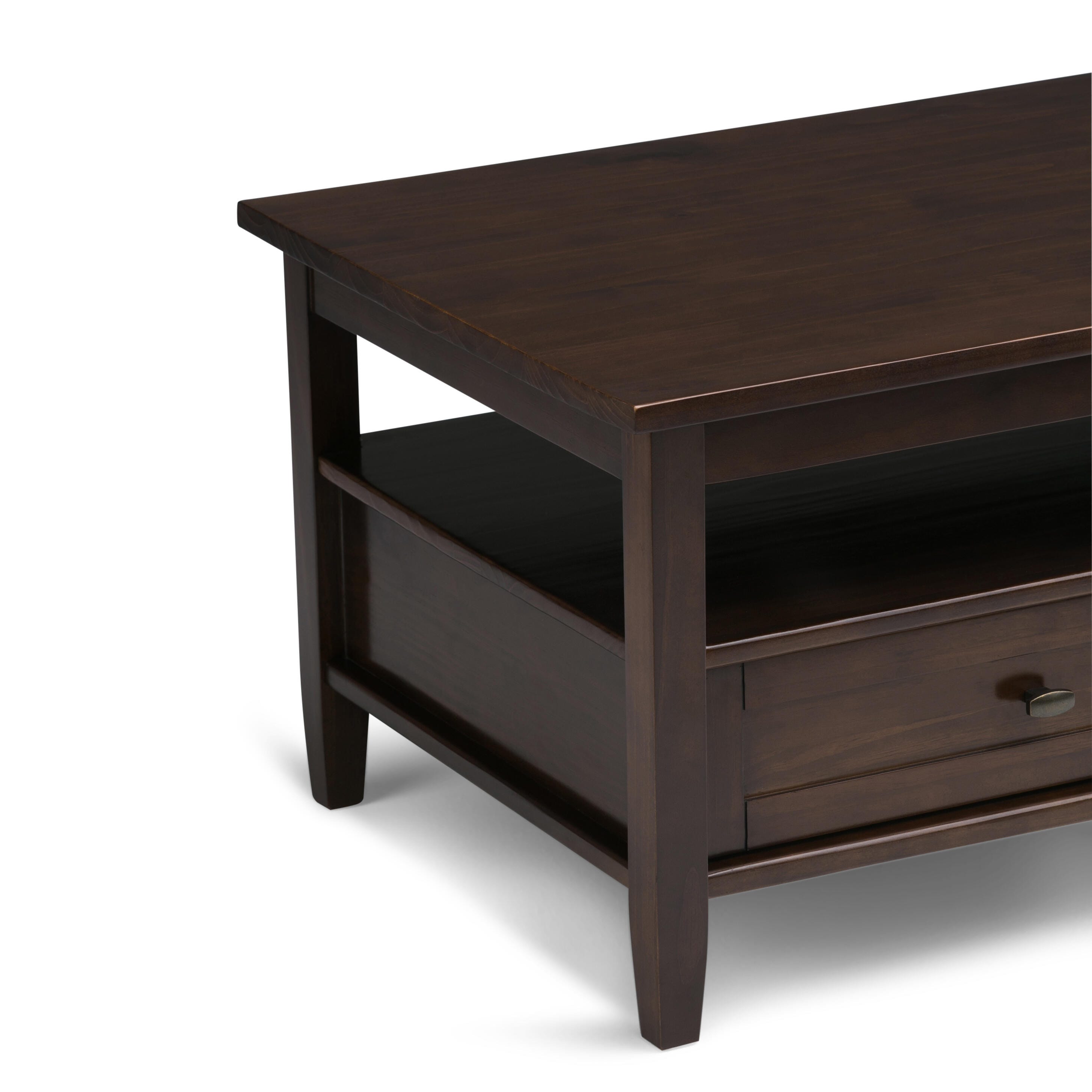Simpli Home Warm Shaker Coffee Table, Tobacco Brown, large