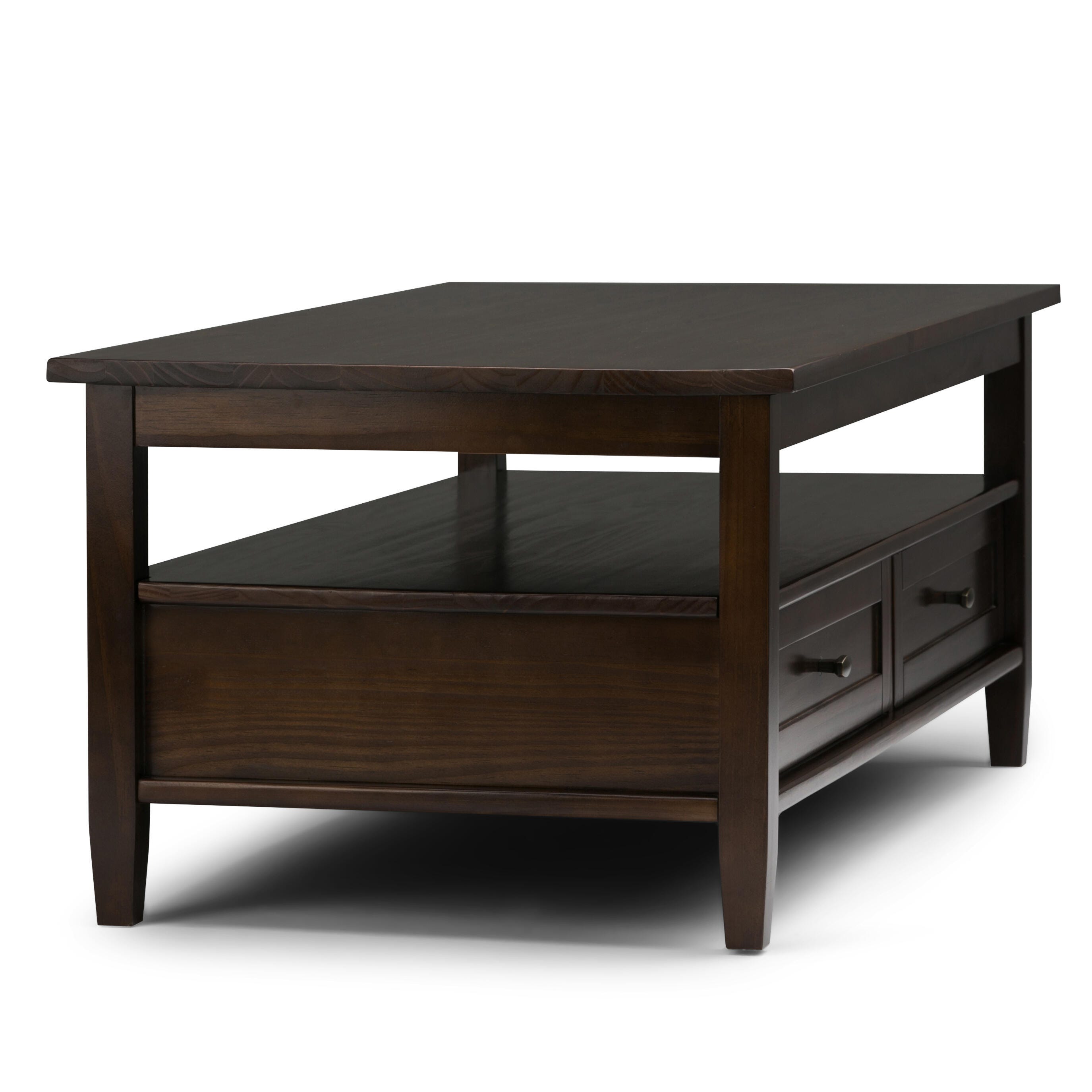 Simpli Home Warm Shaker Coffee Table, Tobacco Brown, large