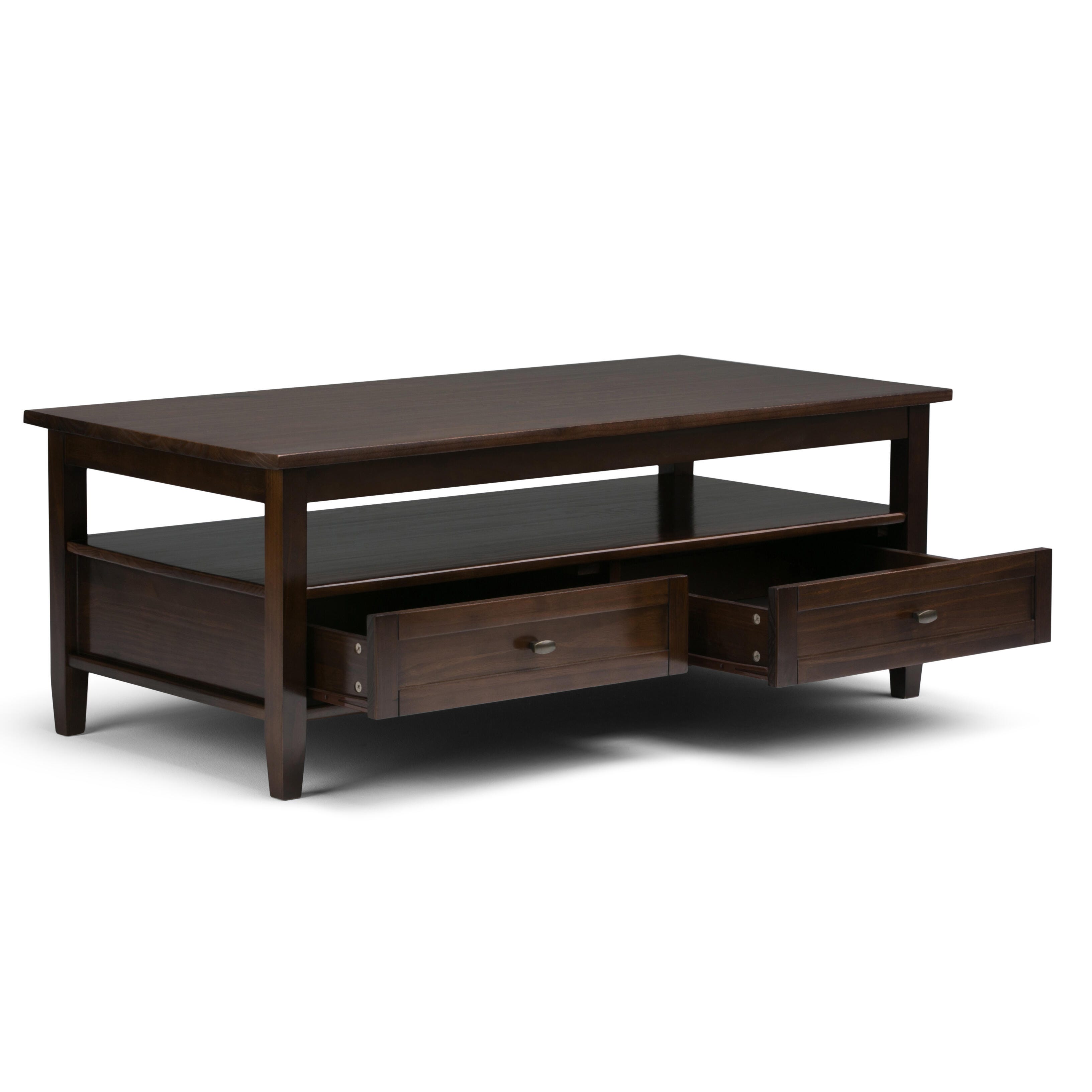 Simpli Home Warm Shaker Coffee Table, Tobacco Brown, large