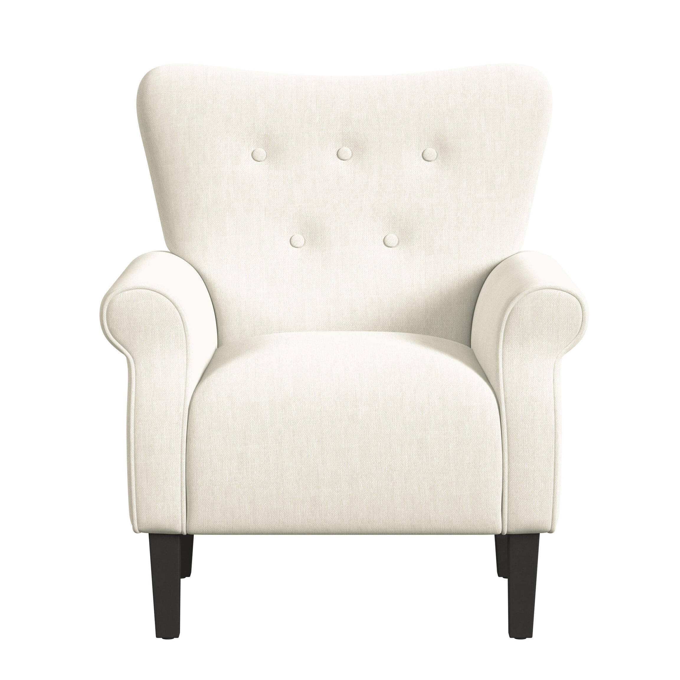 HomePop Rolled Arm Accent Chair, White, large