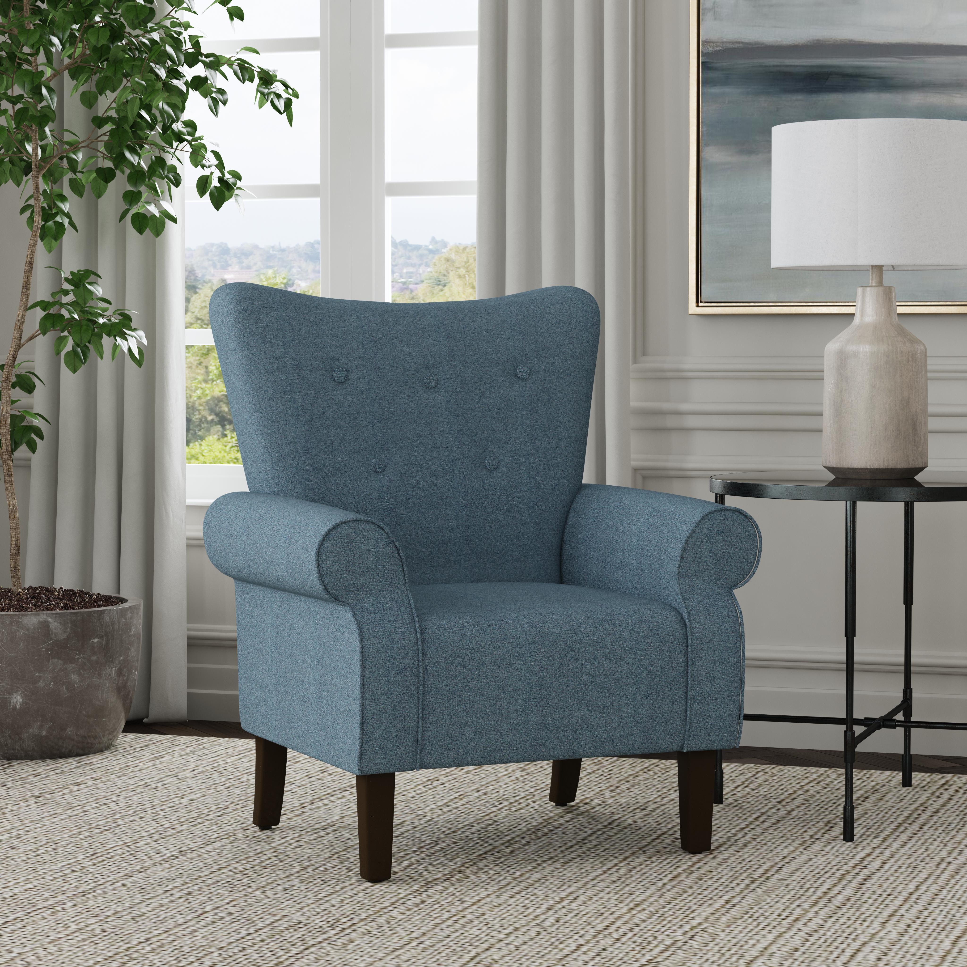 HomePop Rolled Arm Accent Chair, Blue, rollover