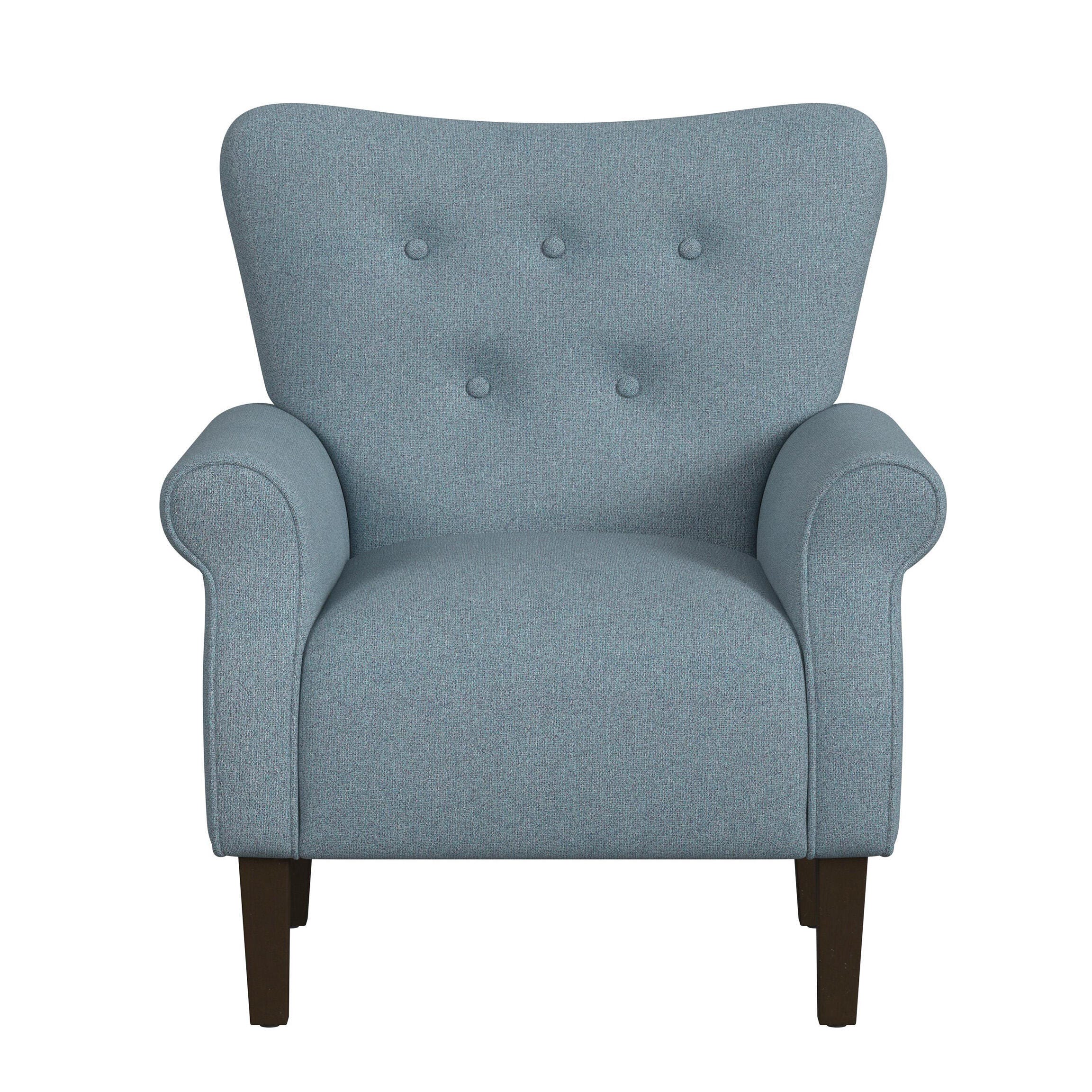 HomePop Rolled Arm Accent Chair, Blue, large