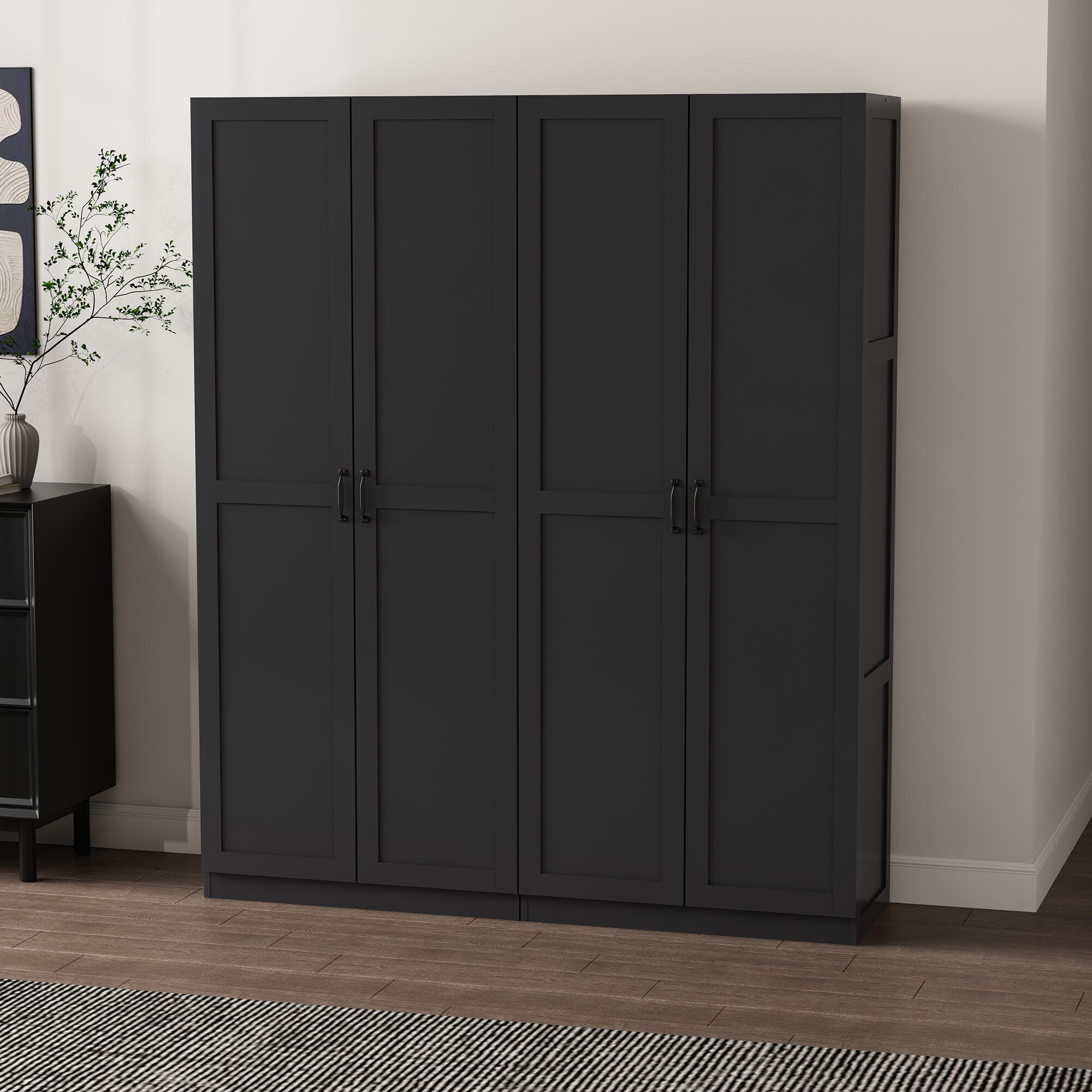 Manhattan Comfort Cornelia Storage Closet Set 59" Width, Black, rollover