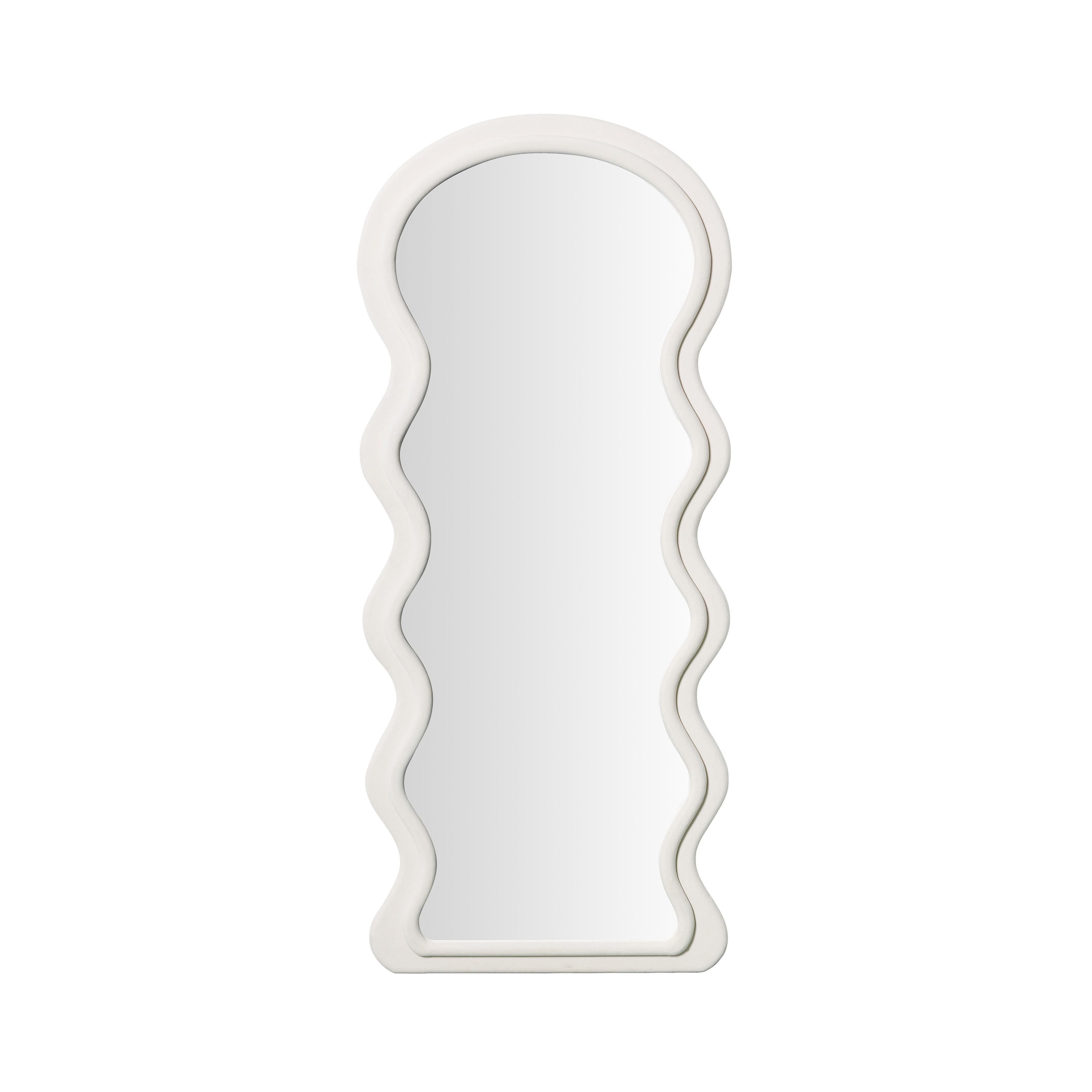 TOV Rhodes 70" Floor Mirror, Cream, large