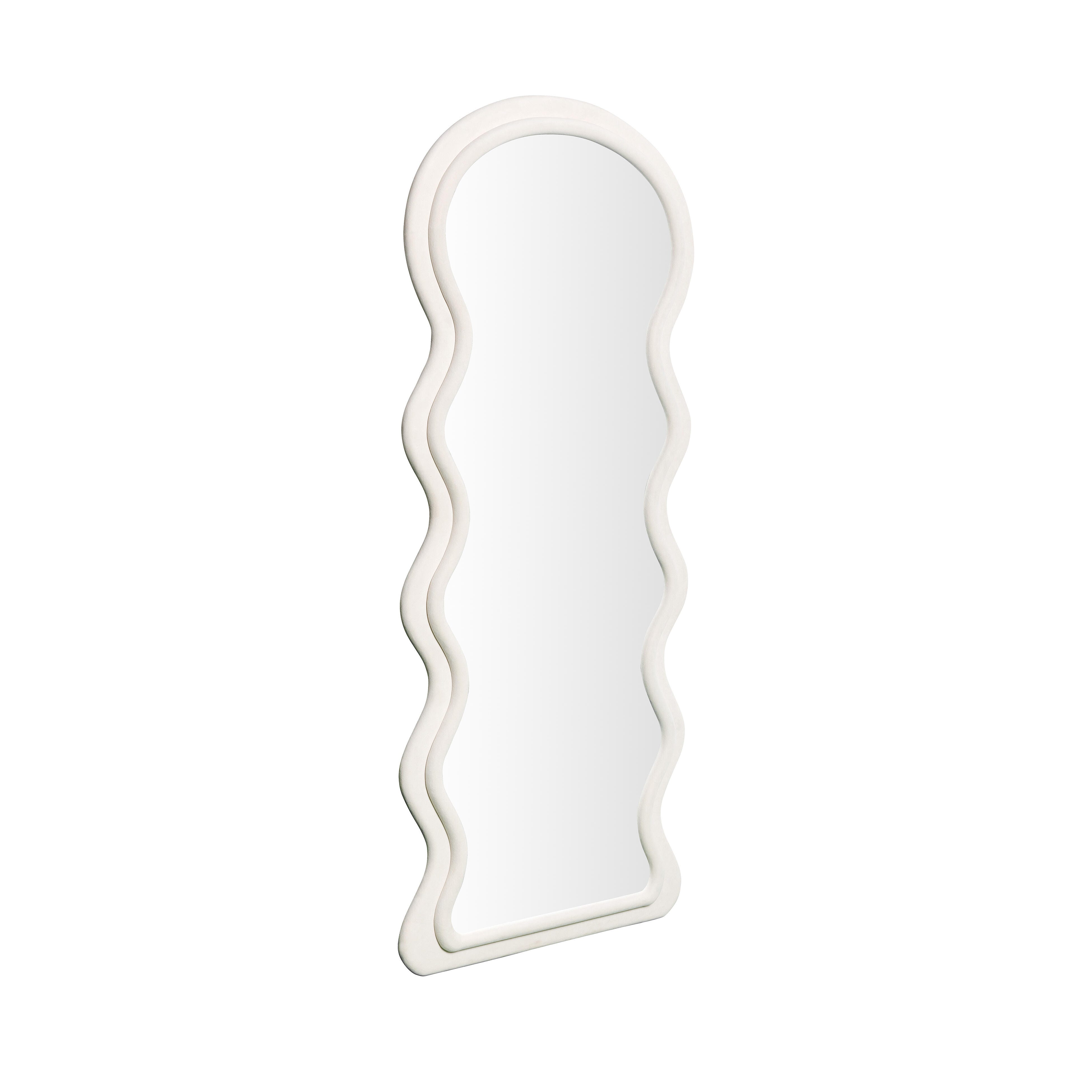 TOV Rhodes 70" Floor Mirror, Cream, large