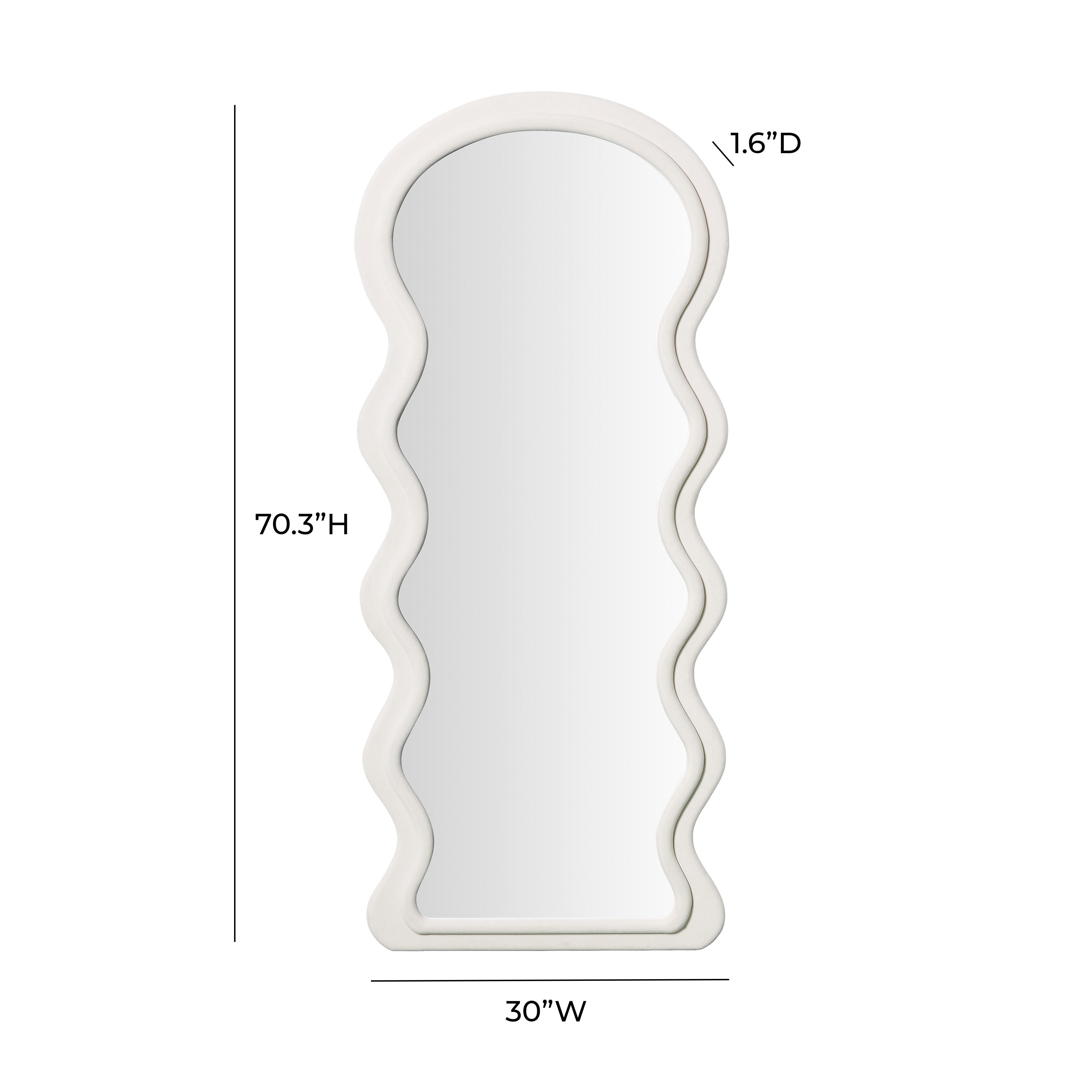 TOV Rhodes 70" Floor Mirror, Cream, large