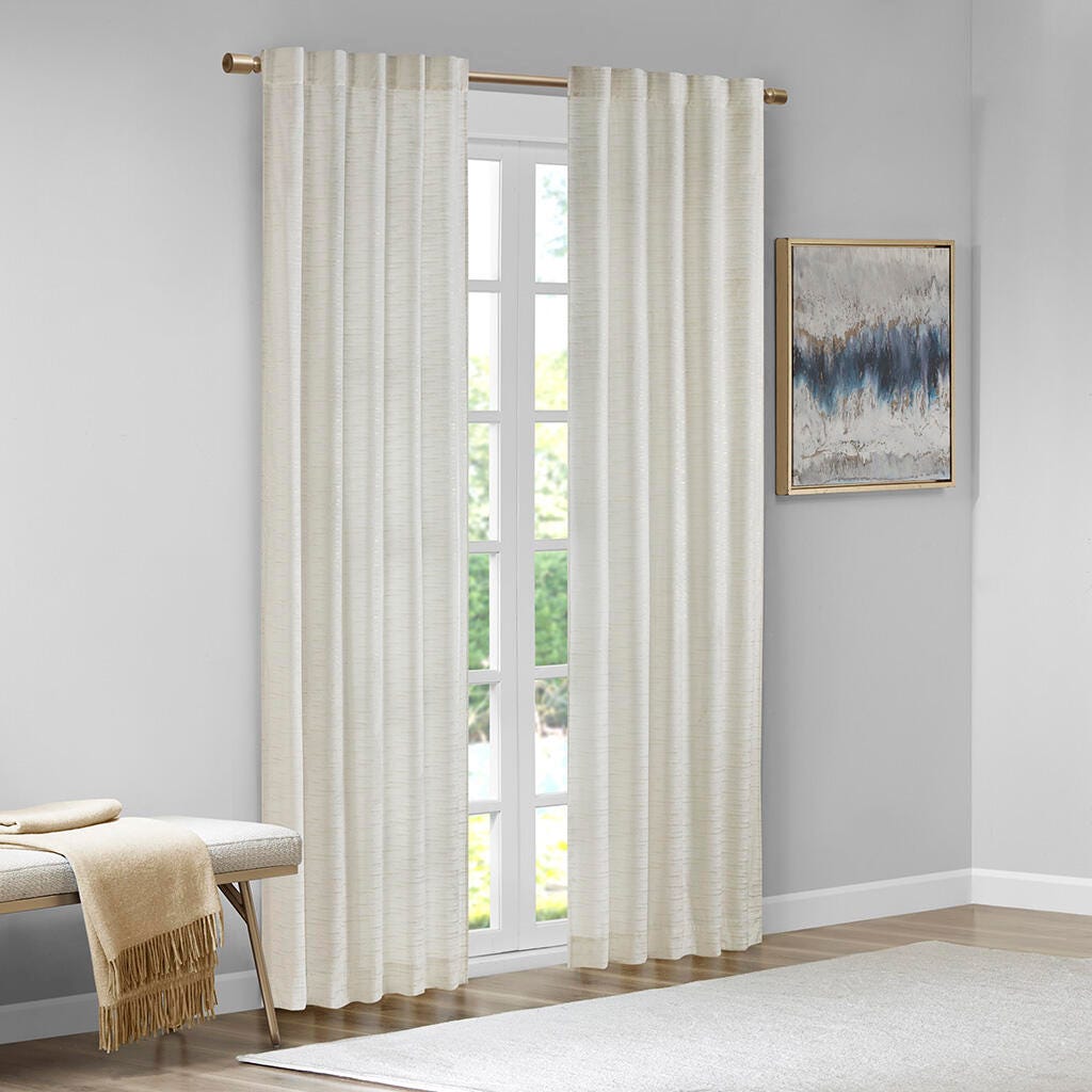 Colt Room Darkening Curtain (Set of 2), White/Gold, large