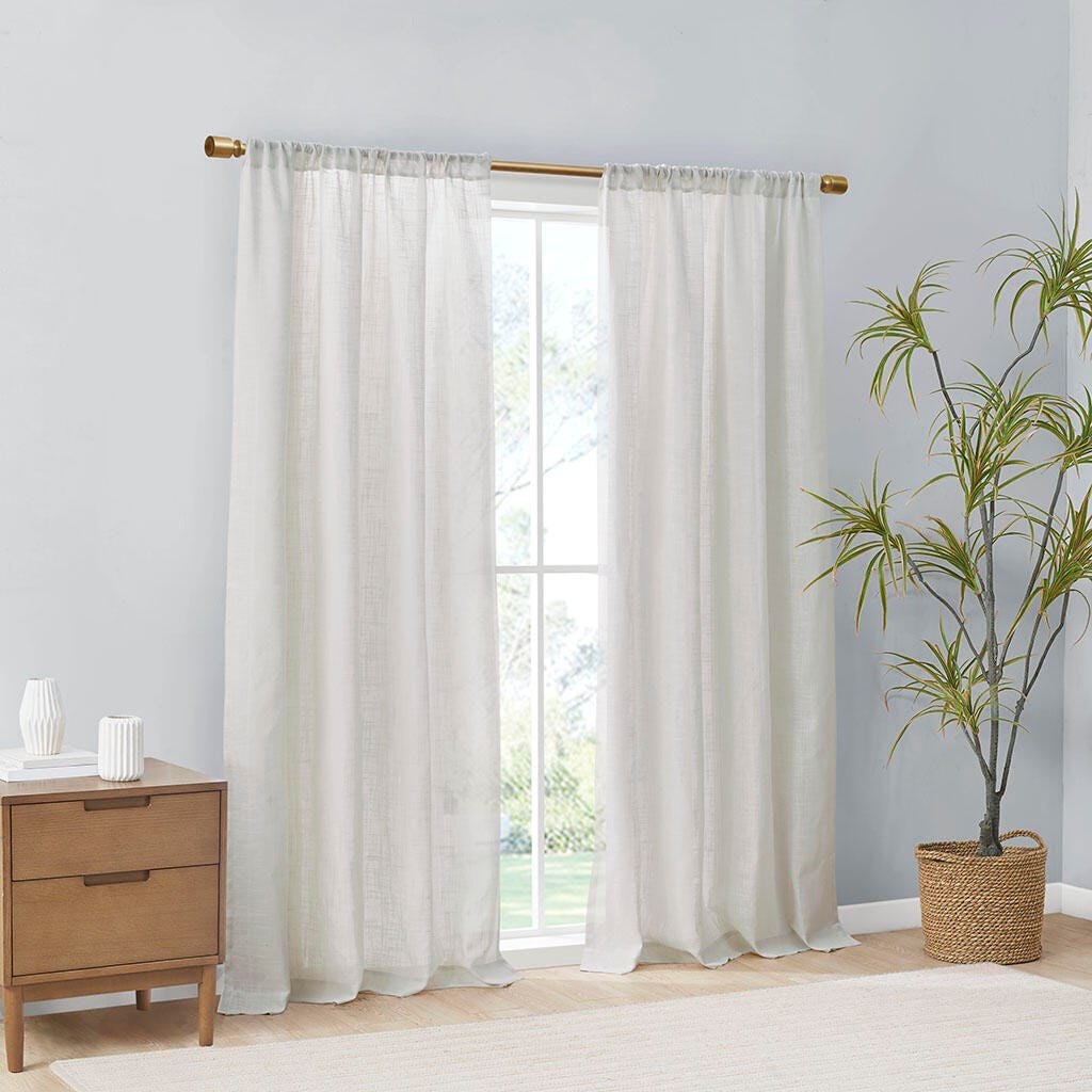Kyler Curtain (Set of 2), White, large