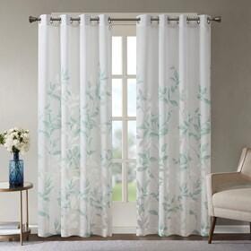 Cecily Burnout Curtain (Set of 2), Aqua, large