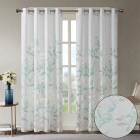 Cecily Burnout Curtain (Set of 2), Aqua, large