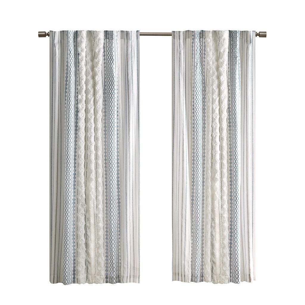 Imani Curtain Panel, White/Navy, large