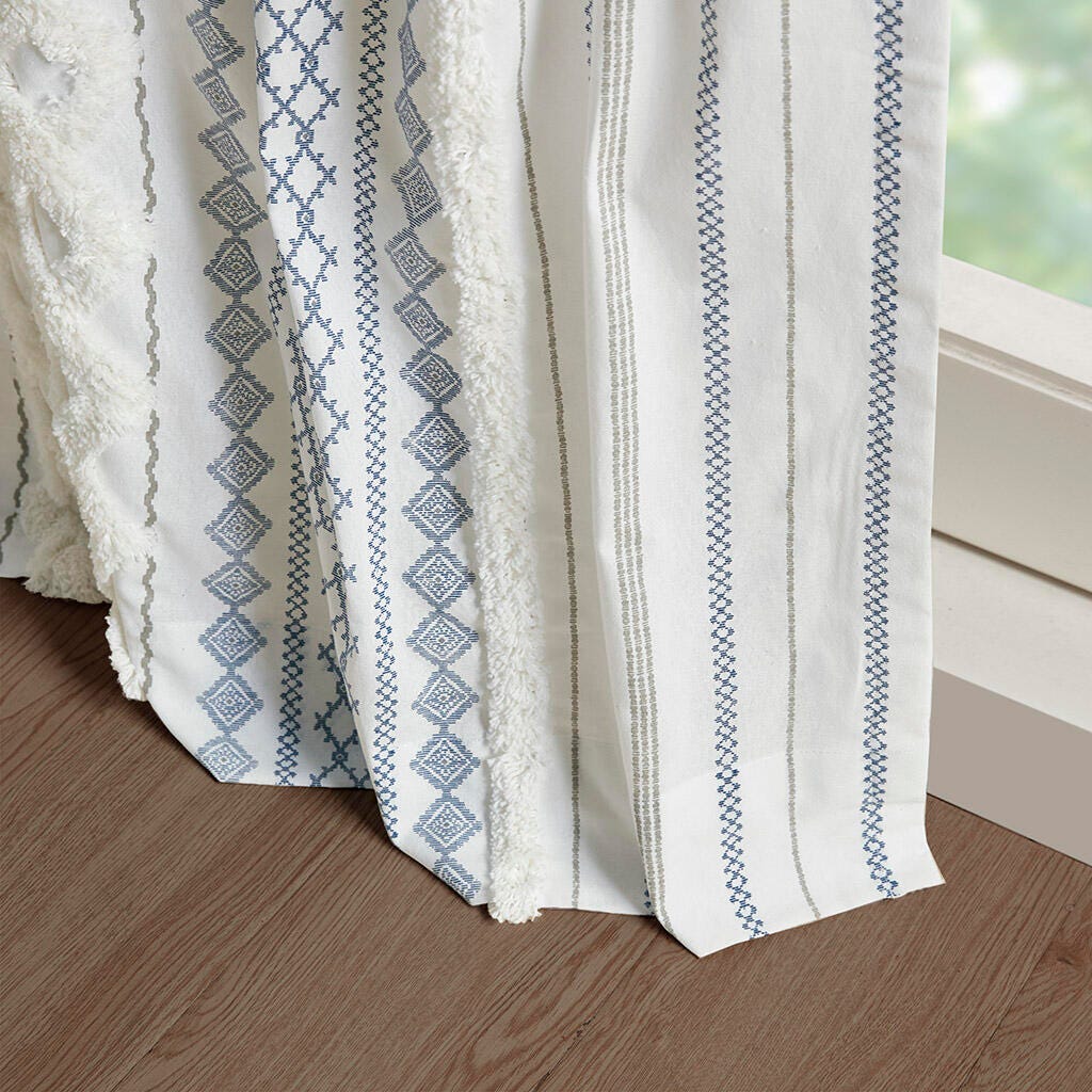 Imani Curtain Panel, White/Navy, large