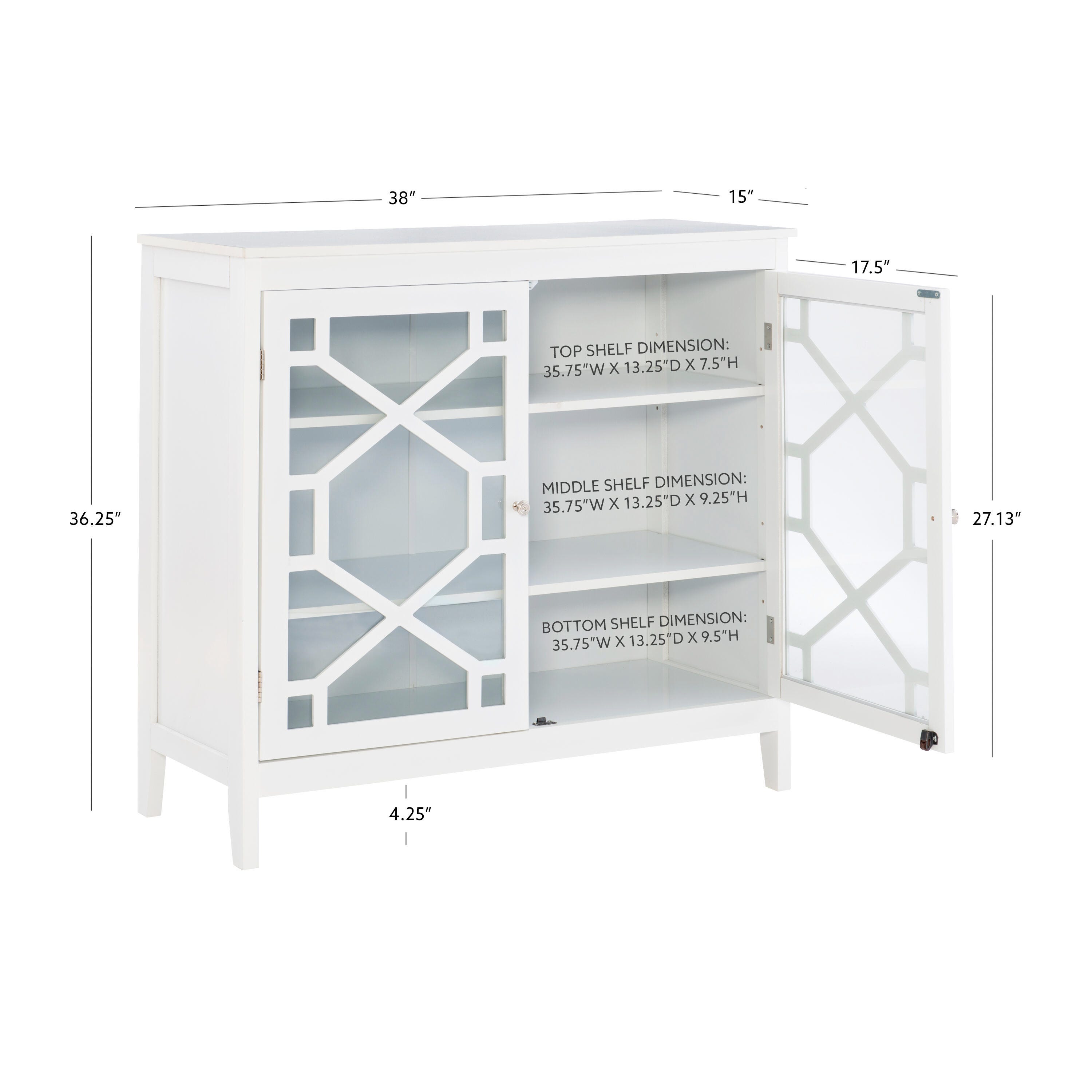 Linon Kedrick Large Cabinet, White, large