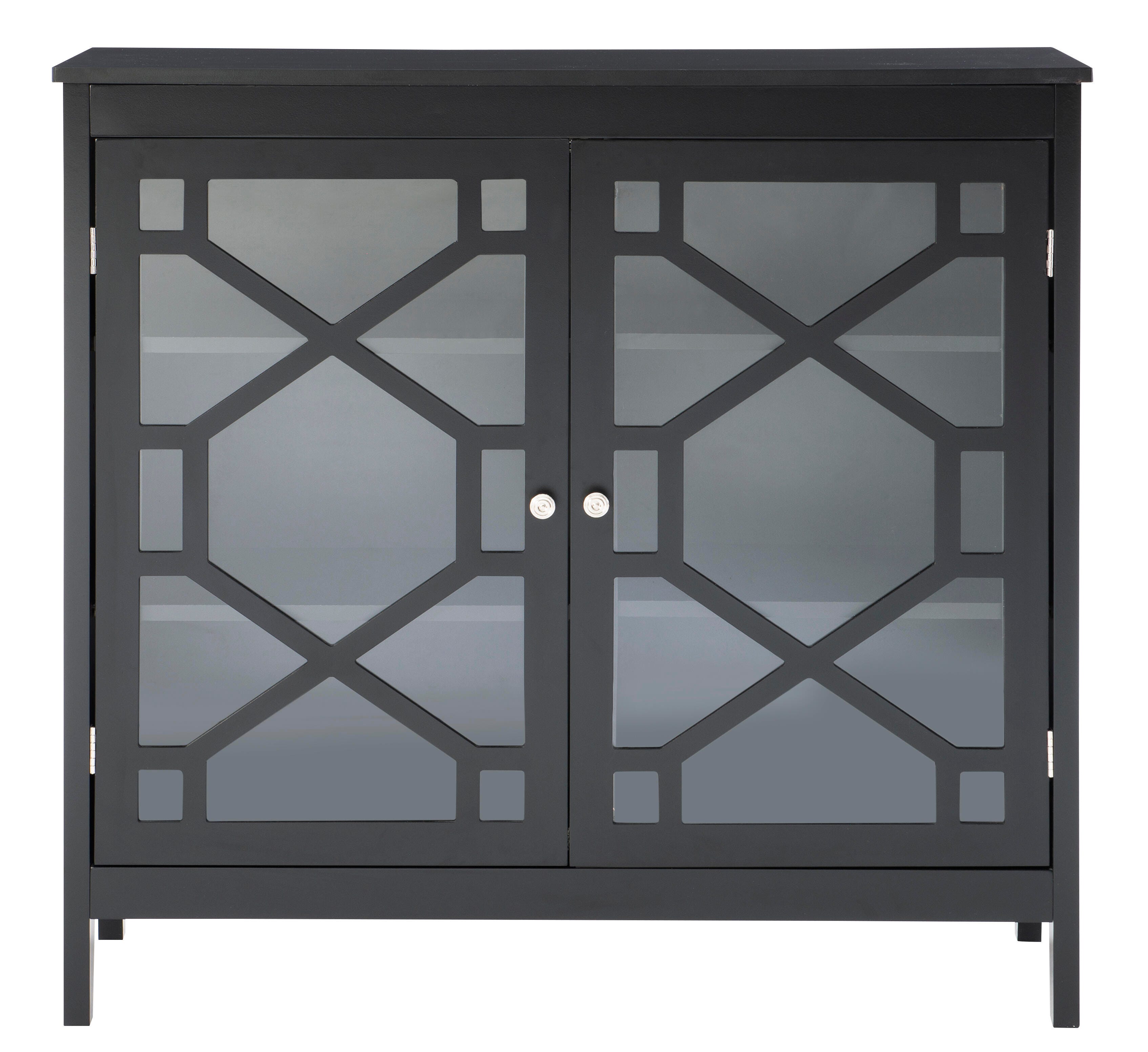 Linon Kedrick Large Cabinet, Black, large