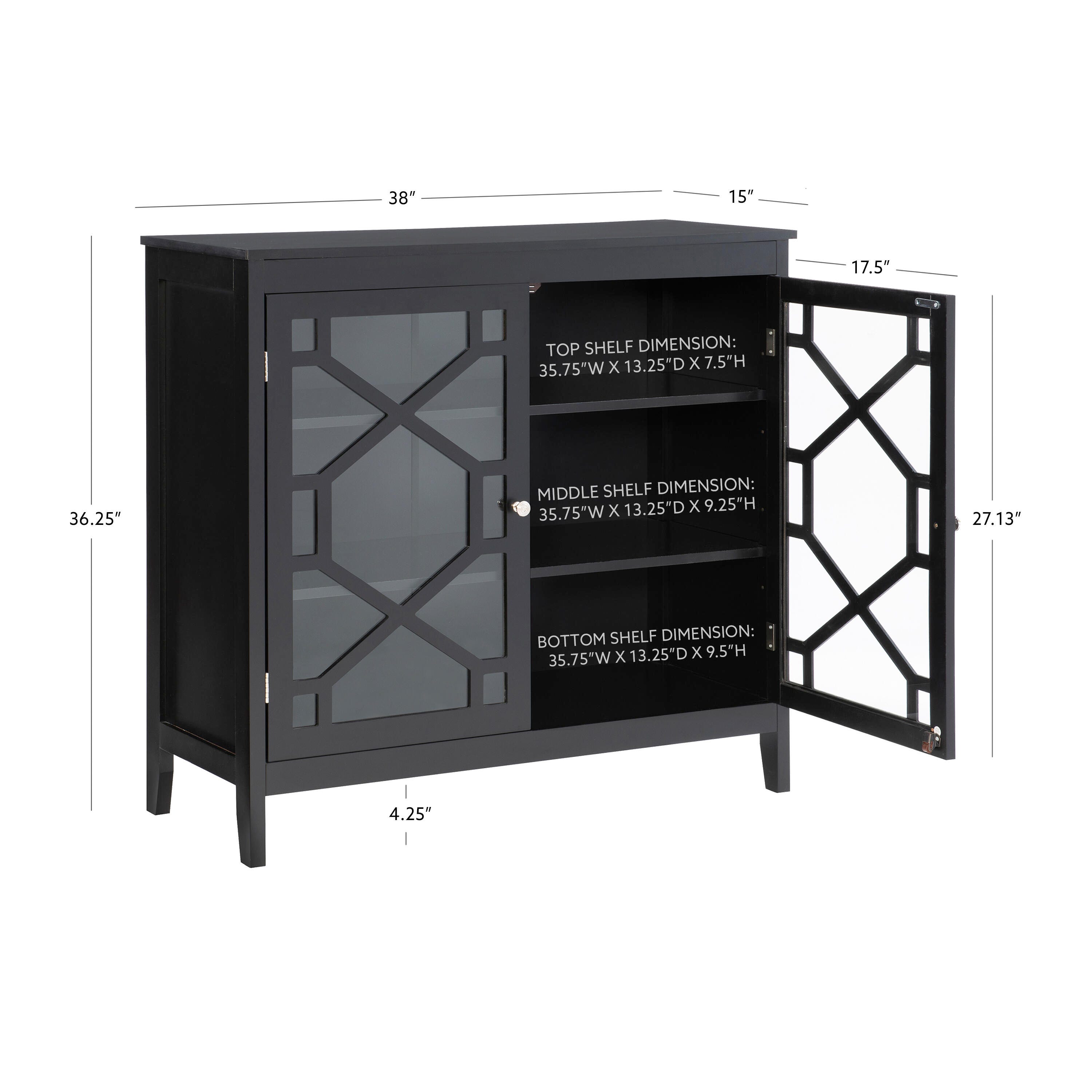 Linon Kedrick Large Cabinet, Black, large